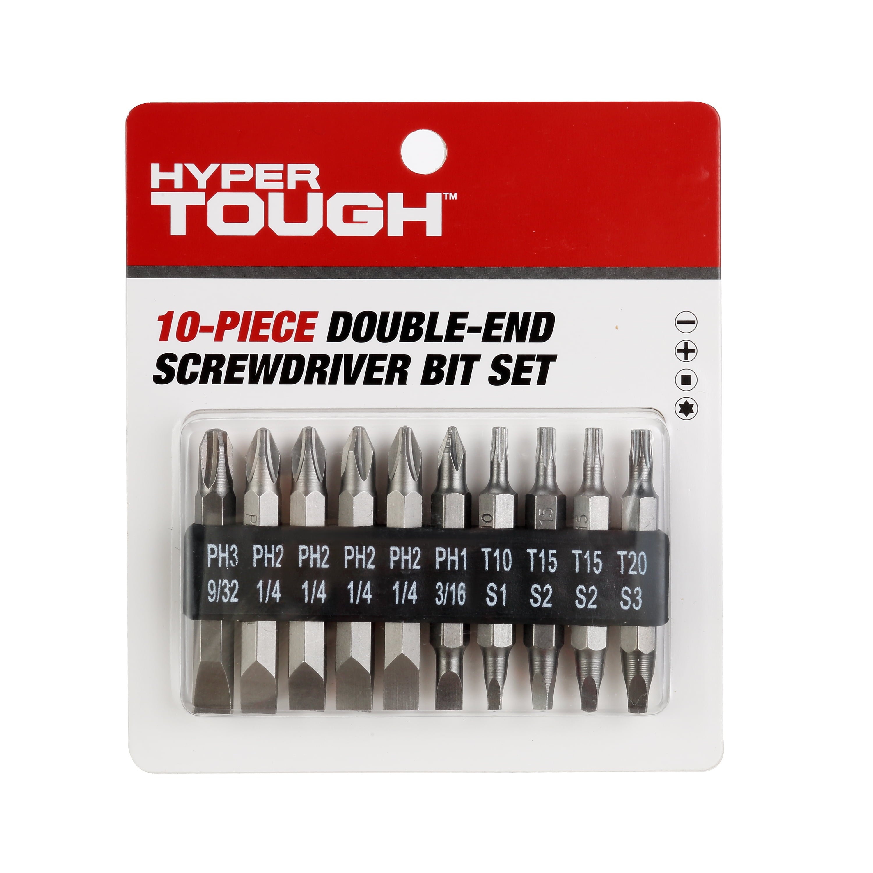 Hyper Tough 10 Piece 2 inch Double End Screwdriver Bits, Steel Material, New Condition - Image 2