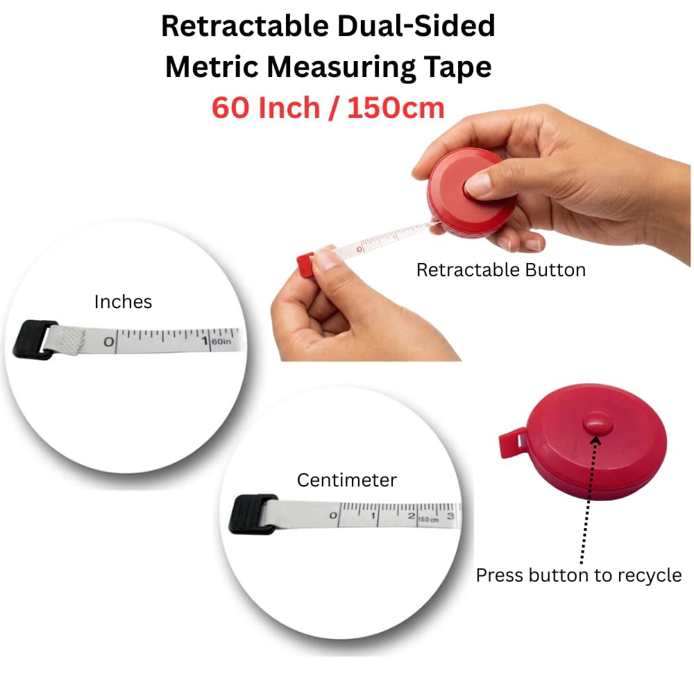 15 Pack Small Retractable Measuring Tape Double-Sided 60 Inch/150cm Body Measure, 5 Assorted Colors, Flexible Cloth R... - Image 6