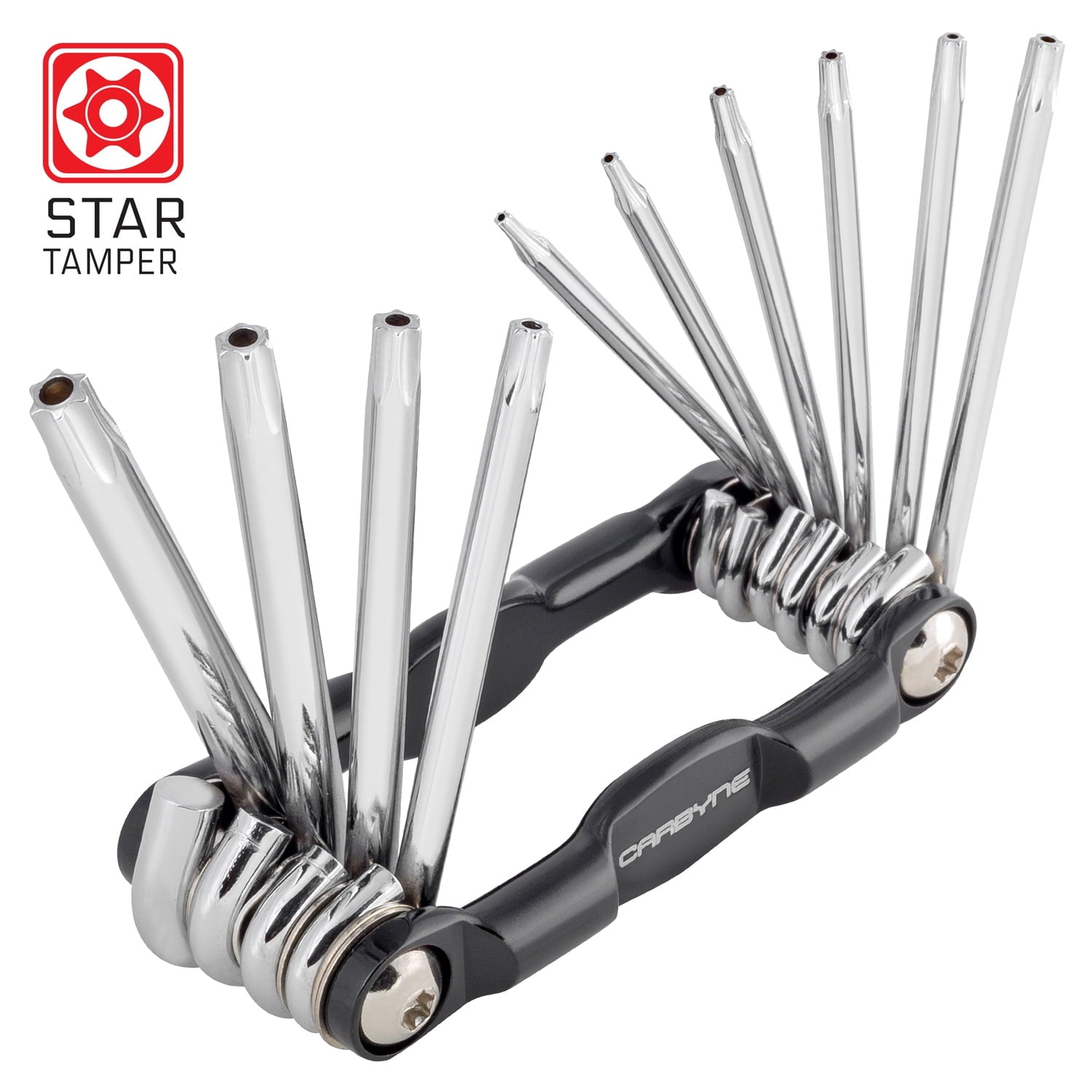 CARBYNE 10 Piece Folding Tamper Star Wrench Set, T-6 to T-30 Star/Torx Sizes, S2 Steel, Drilled Chamfered Security Tips, Durable Chrome Fini - Image 3