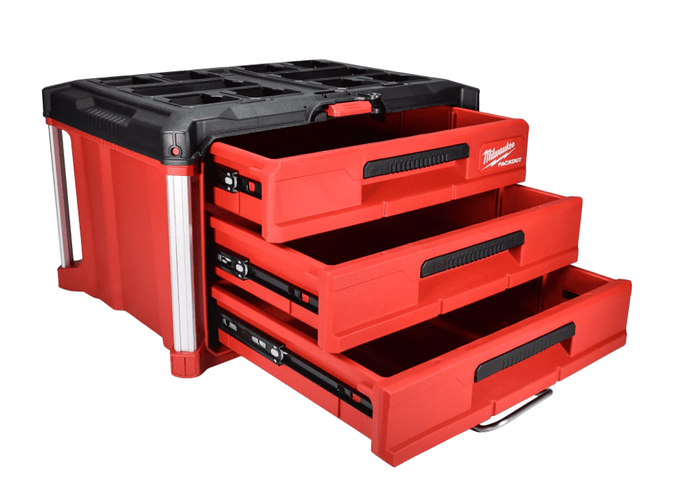 Milwaukee PACKOUT 3-Drawer Tool Box  Modular Storage with Locking Security Bar & Quick-Adjust Dividers - Perfect for Jobsite, Garage, or Tac - Image 3