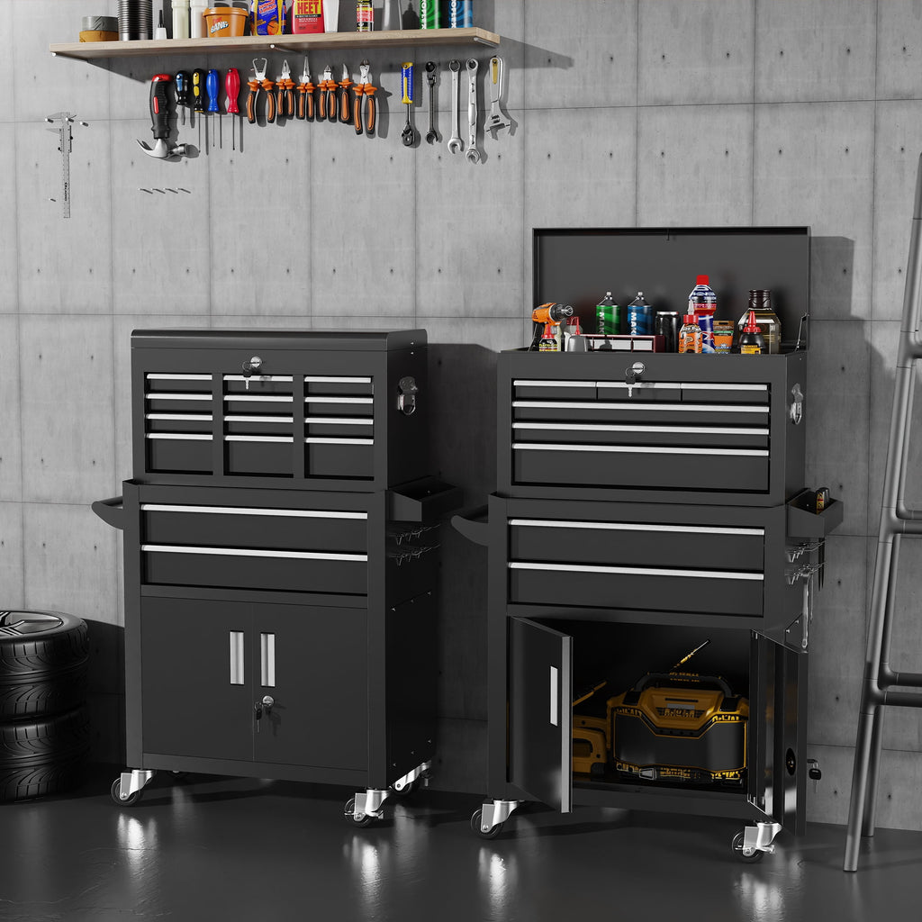 5-Drawer Rolling Tool Box, 2-IN-1 Hidden Multifunctional Tool Chest, Blue Tool Box on Wheels Storage Tool Organizer Cart,Classification Box - Image 4