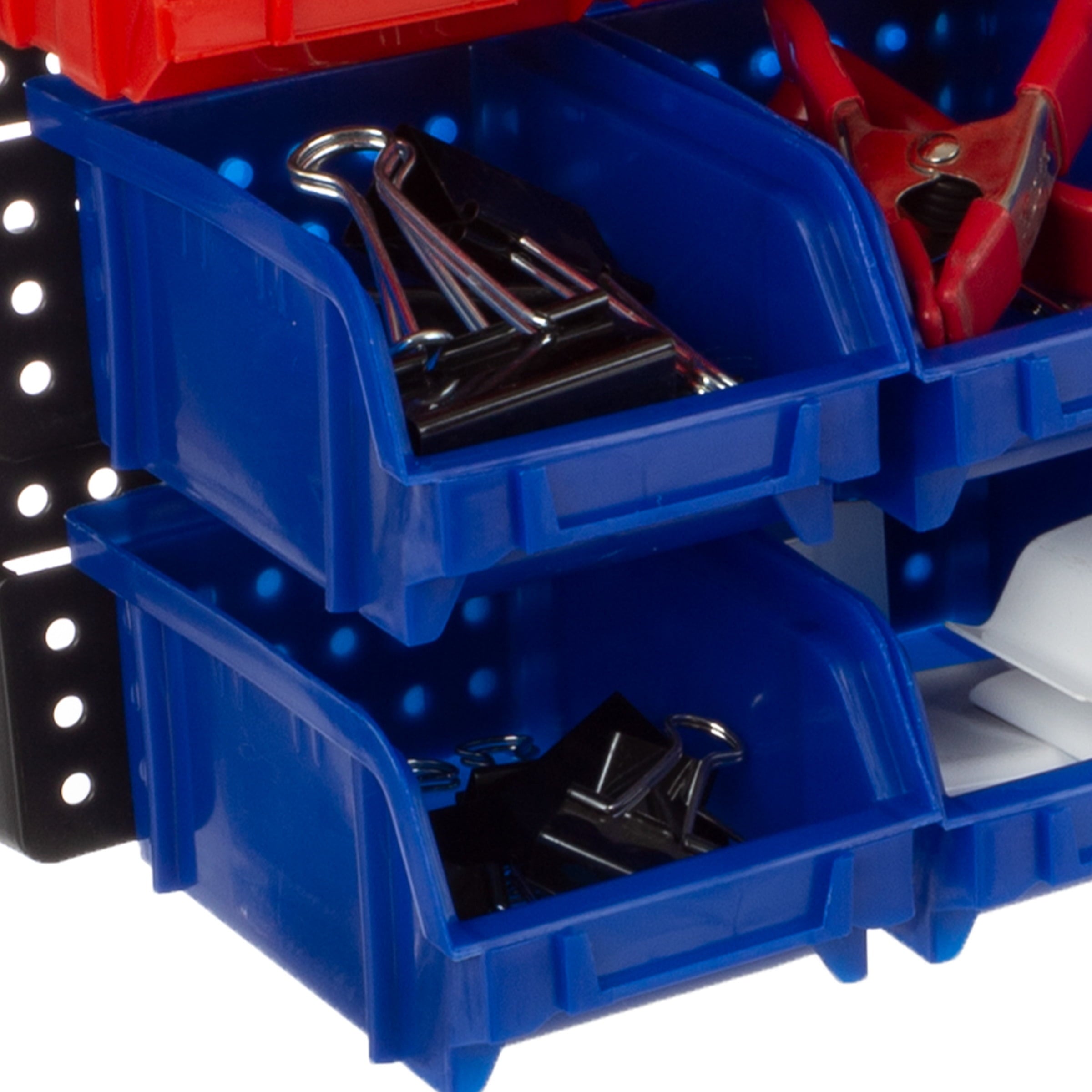 Bins - 30-Compartment Organization, Craft , Tool Box Organizer Unit (Black/Red/Blue) - Image 3