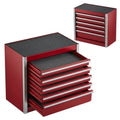 8.6" Mini Metal Tool Box with 5 Drawers, Heavy Duty Steel Portable Tool Chest, Red