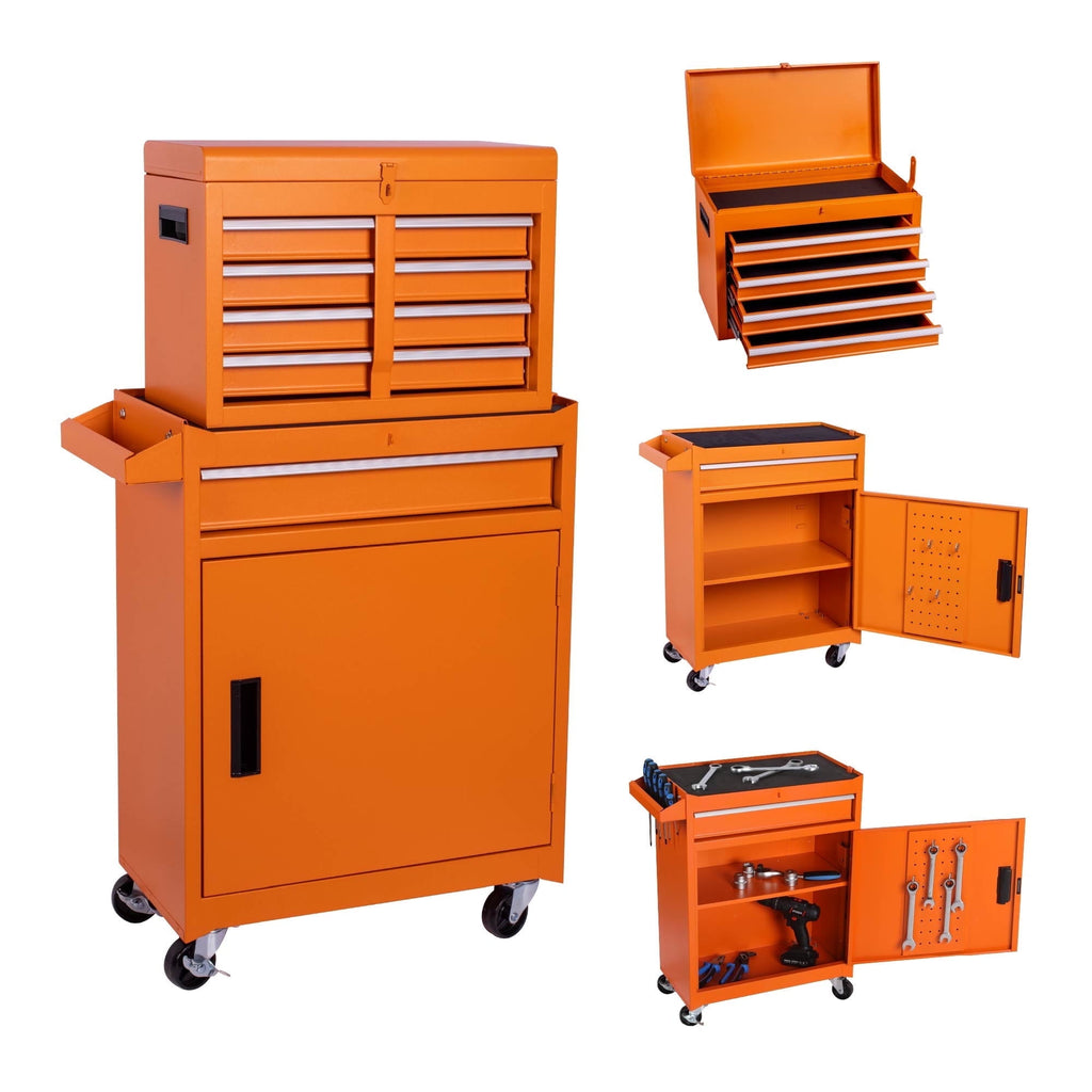 Box, Steel Chest and Storage Cabinet, Removable Box Organizer On Wheels with 5 Sliding Drawers for Garage Workstation...