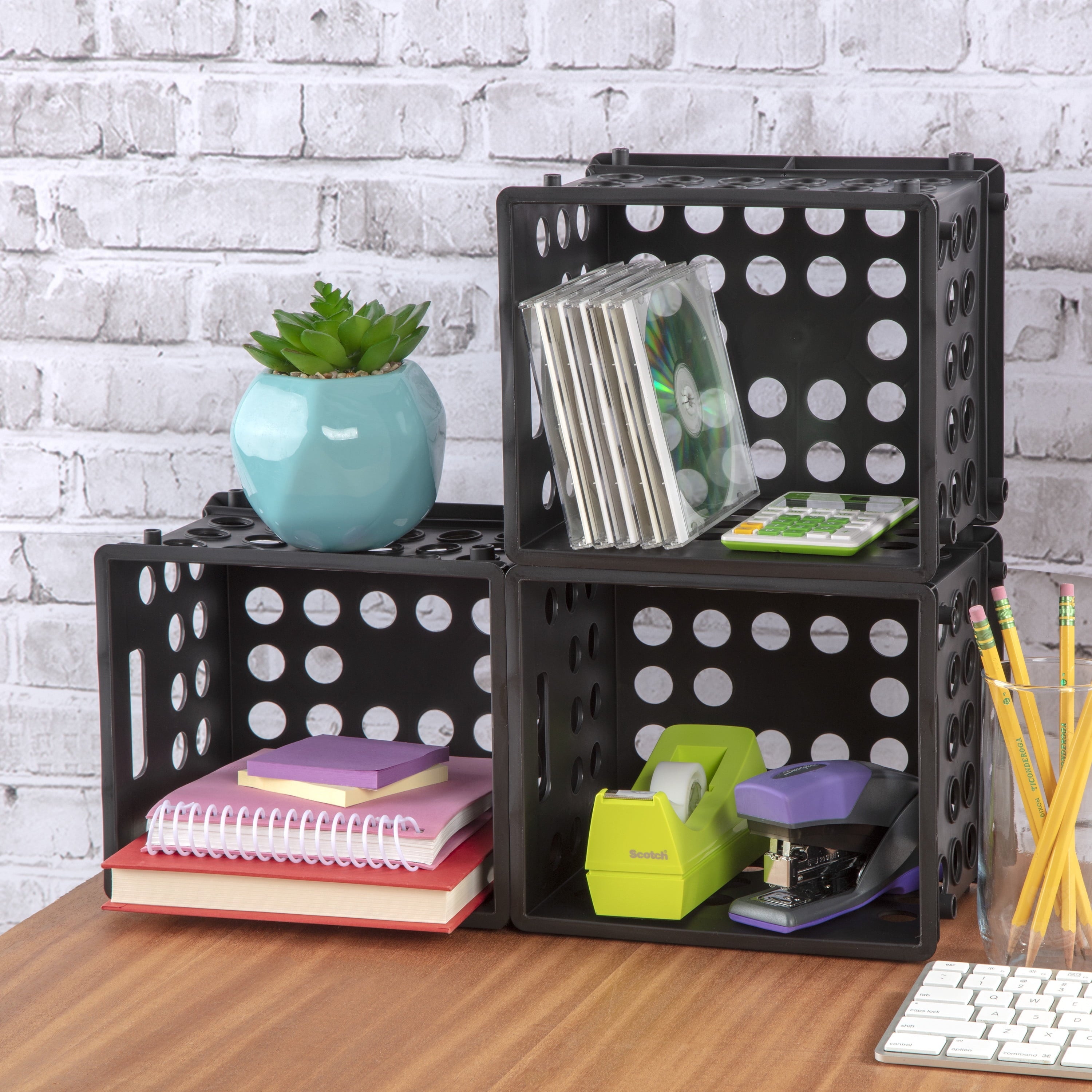 Mini Crate, Plastic Storage Bin, Black
