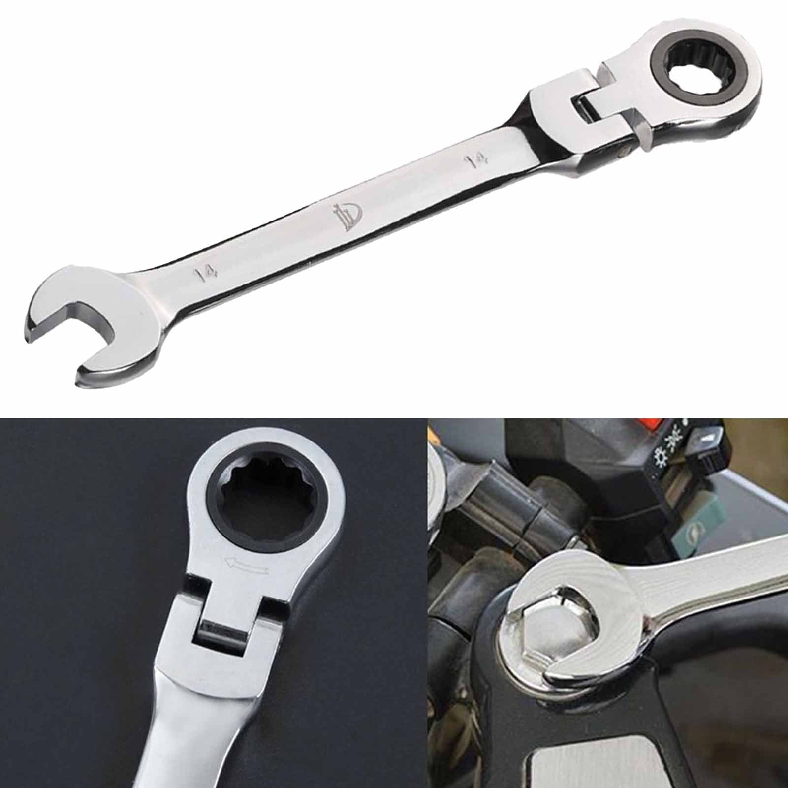 8-19mm Flexible Adjustable Head Gear Ring Ratchet Action Wrench Spanner Set 8-19Mm 72 Tooth for Vehicle Maintenance - Image 3
