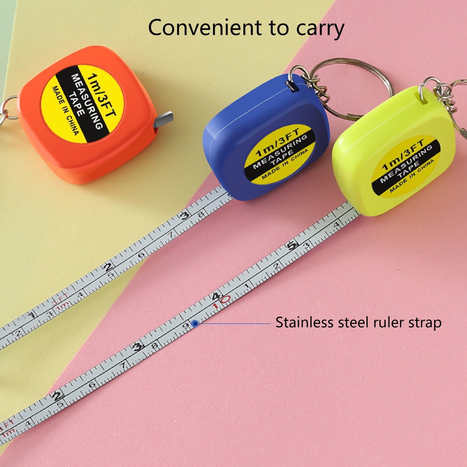 Tape 1m for Body Measurement Portable Small Auto Retractable Shell Flexible Keyring - Image 5