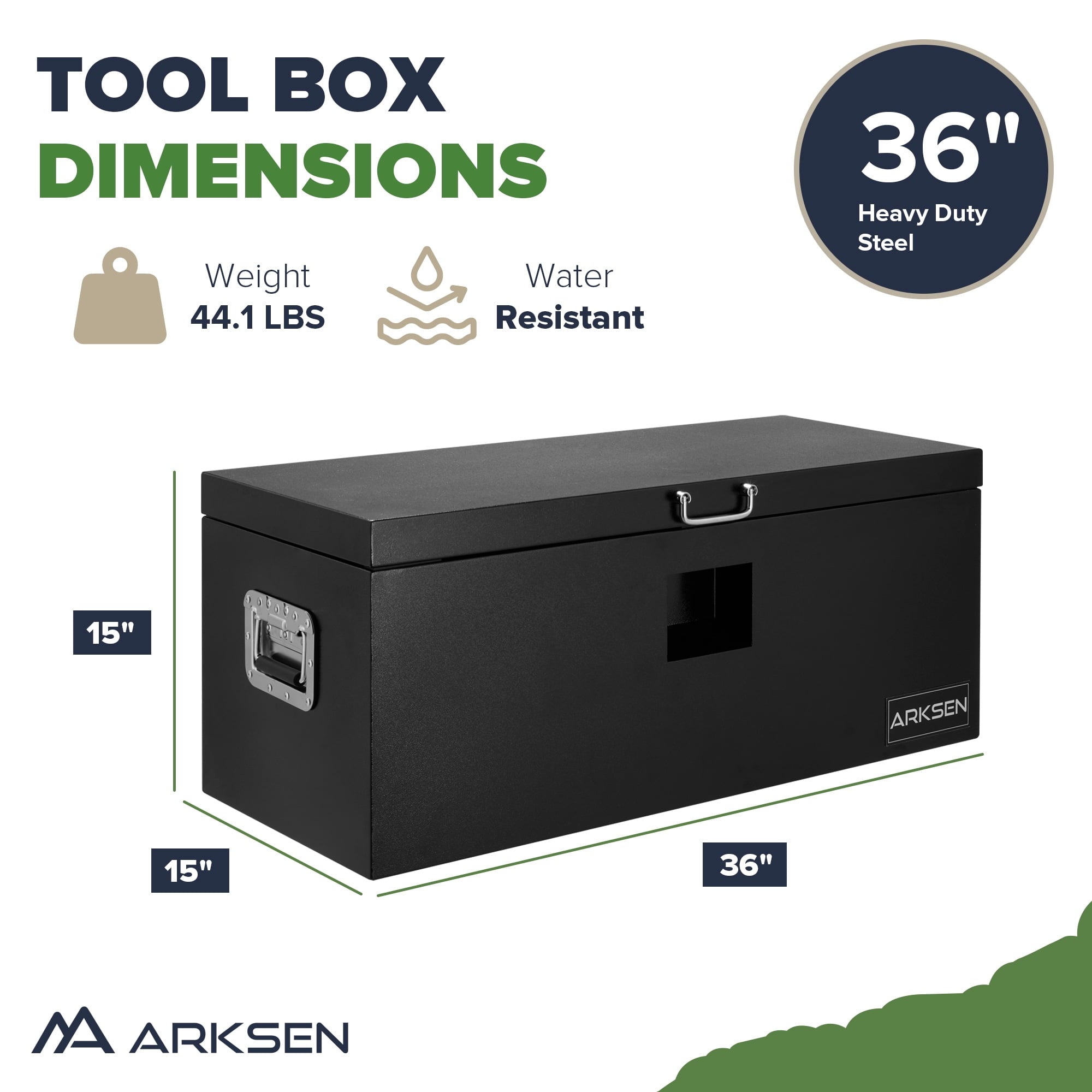36 x 15 x 15 Inch Steel Truck Bed Tool Box, Heavy Duty Weather-Resistant Utility Storage Chest for Pickup Trucks, Tra... - Image 2