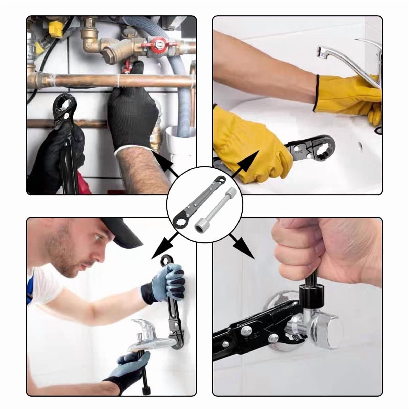 Angle Stop Wrench Set Plumbing Tools Kit for Installing and Removing Compression Nuts and Rings, Professional Plumbers Wrench for Angle Stop - Image 4
