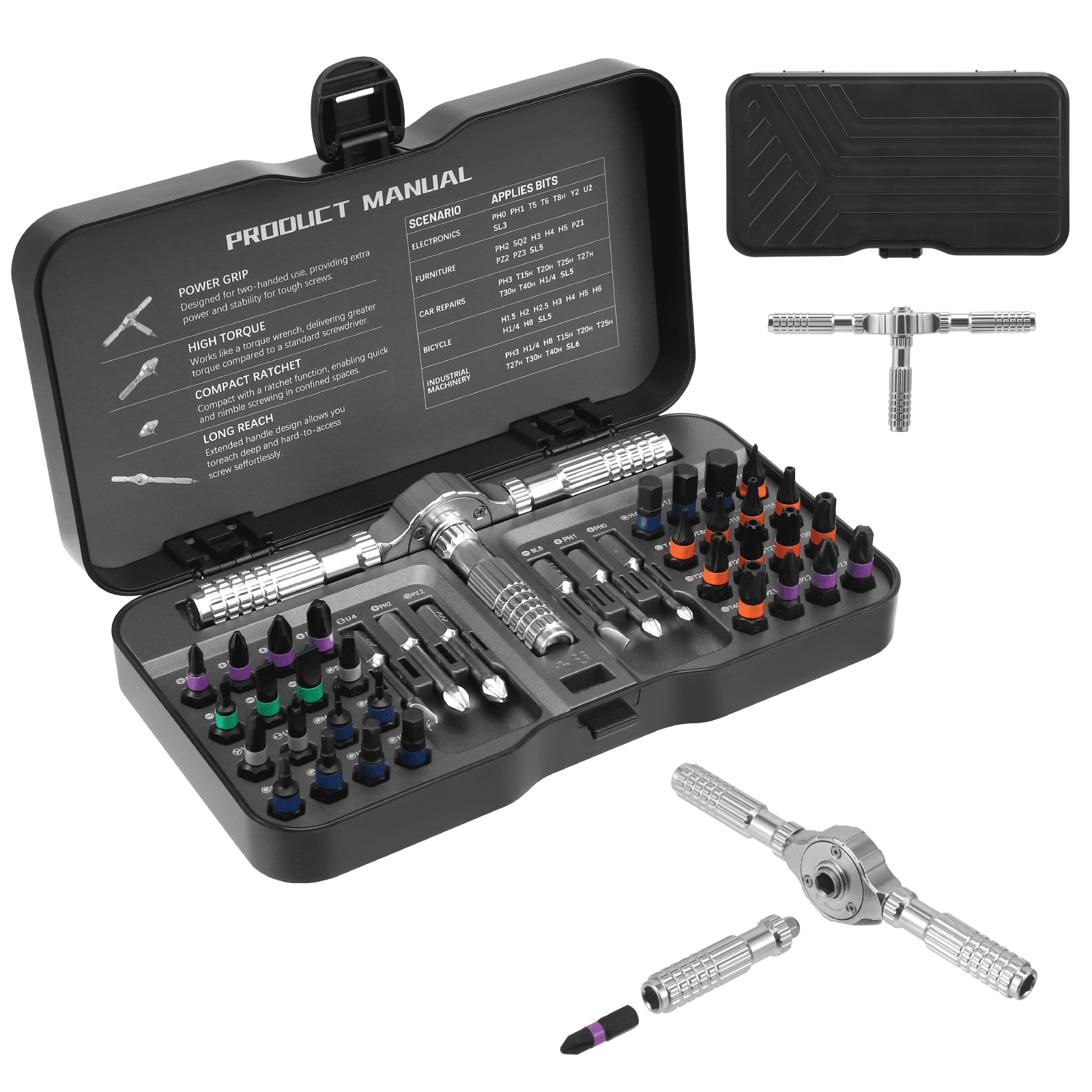 Magnetic Screwdriver 40 in 1, multi-purpose Ratchet Screwdriver Set, tool kit for home with Detachable Ratchet Handle... - Image 3