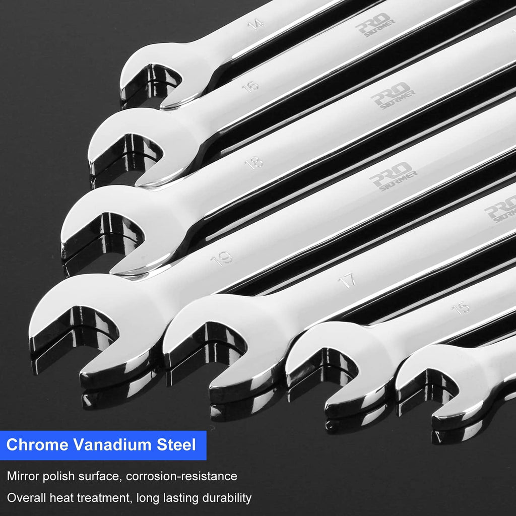 14-Piece Flex-Head Ratcheting Wrench Set, 6-19cm Metric Chrome Vanadium Steel Ratchet Wrenches, Combination Ended Spa... - Image 2