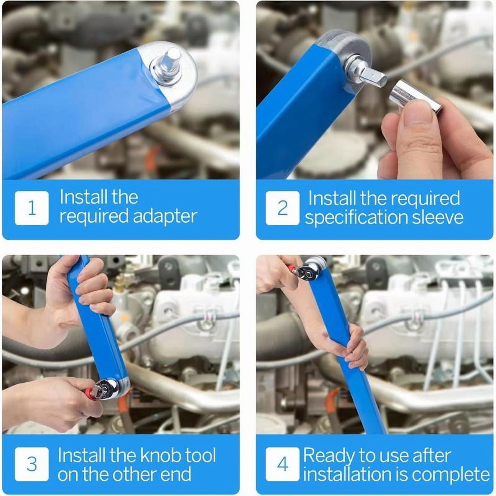 Set, Includes 1/2", 1/4", and 3/8" Sockets, Multi-purpose Tool for Tight Space Applications - Image 4