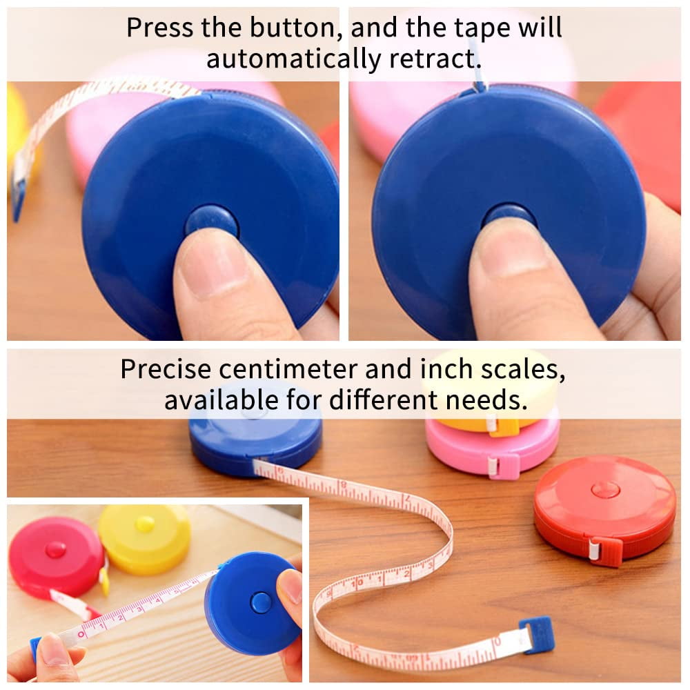 12 Pack Retractable Tape Measure Soft Push Button Measuring Tape Pocket 60 Inch / 150cm Dual Sided for Cloth Body Tai... - Image 5