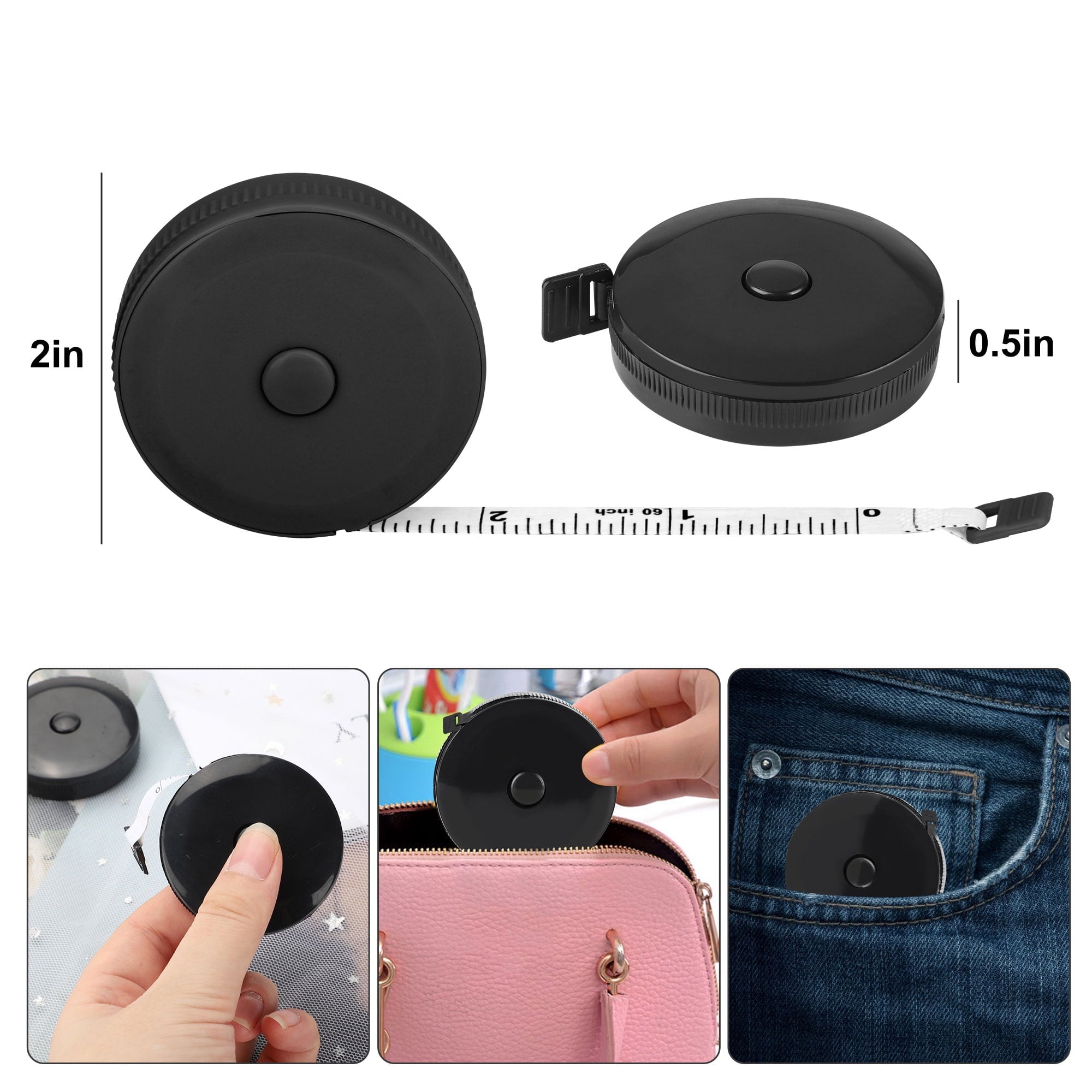 2pcs 60" Soft Tape Measure, Retractable Double Scale Body Sewing Tailor Ruler, Mini Knitting Craft Weight Loss Measur... - Image 6