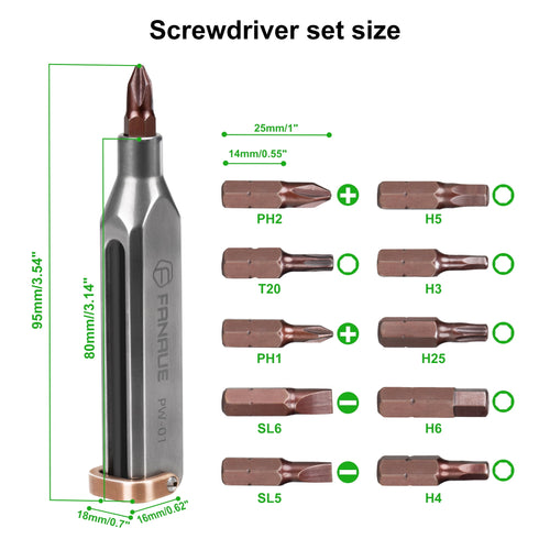 FANAUE 10-in-1 Titanium EDC Screwdriver Set with Magnetic S2 Steel Bits - Portable Multi-Torque Tool for DIY - Image 2
