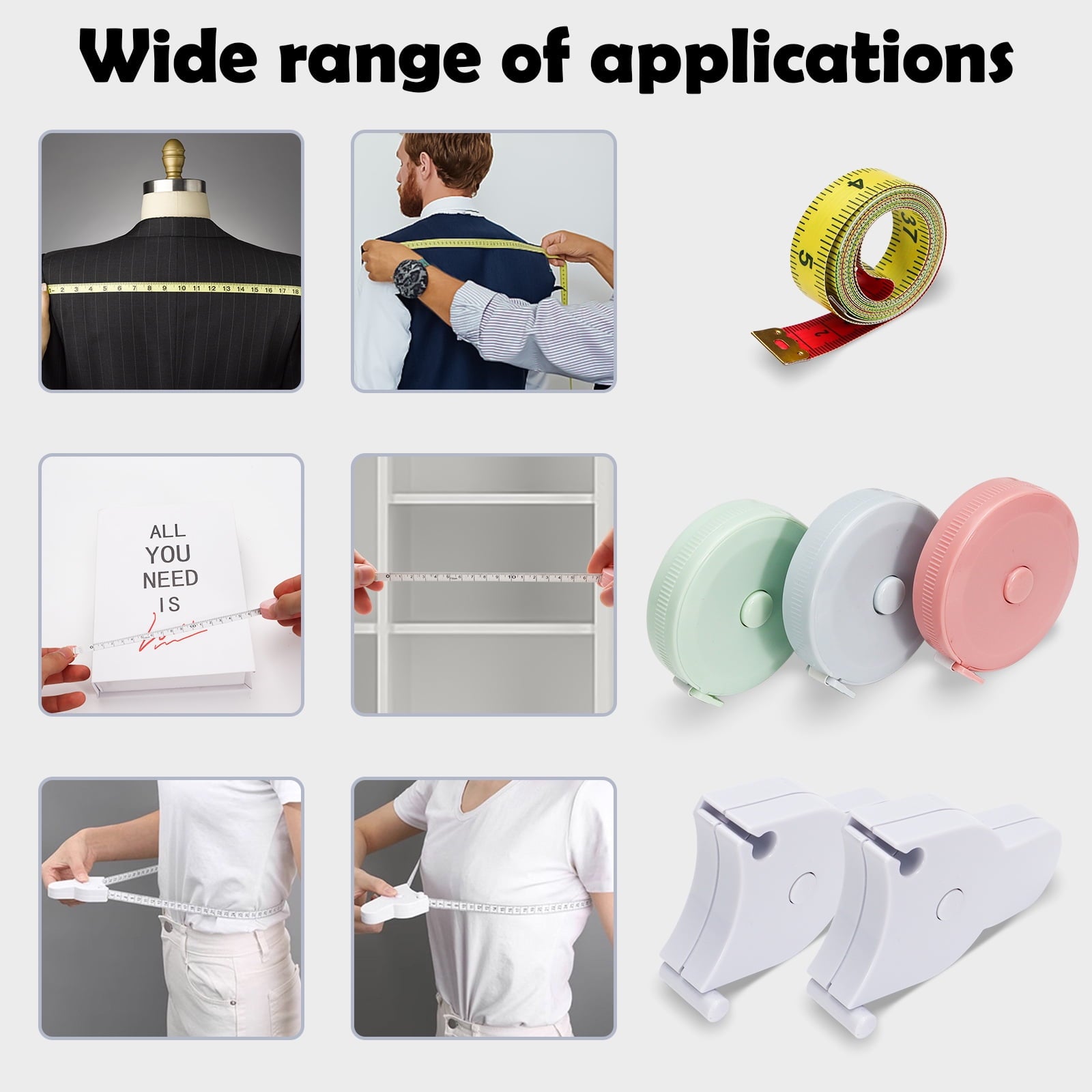 9pcs Tape Measure Body Measuring Tape, Soft Retractable Measurement Tape for Body Fabric Cloth Sewing Tailor Clothing... - Image 3