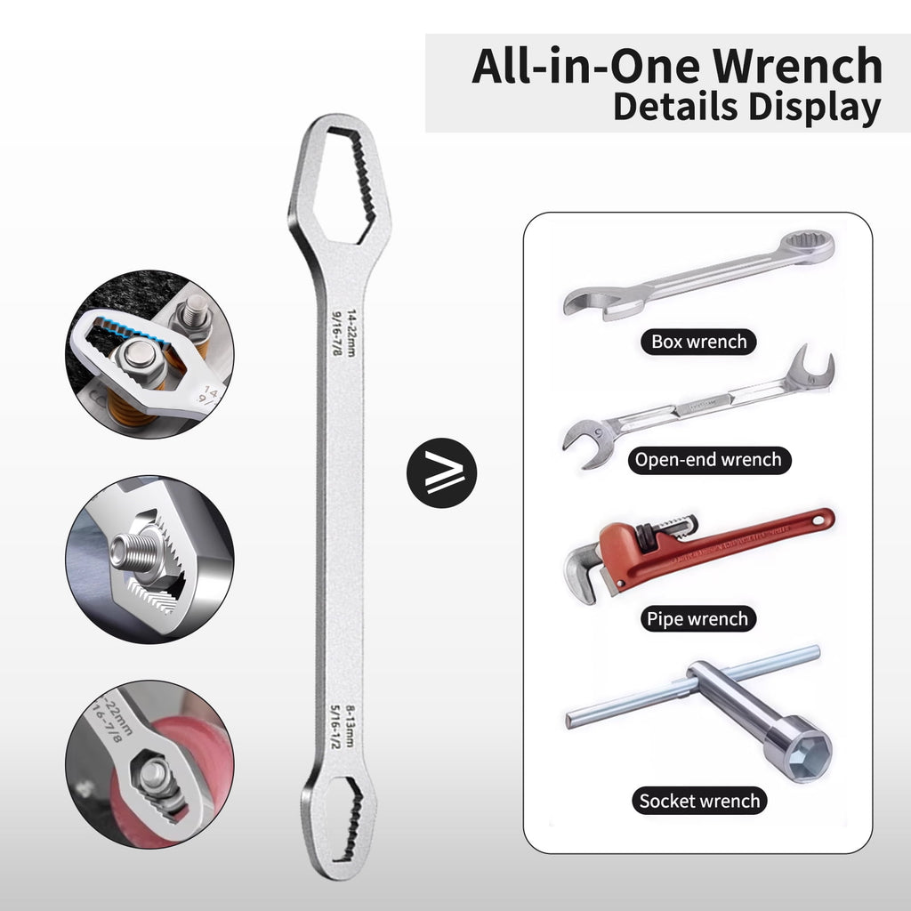 6-piece sink wrench set, 8-in-1 sink and bathroom faucet wrench, adjustable wrench with wide jaws and short handle, 1... - Image 3