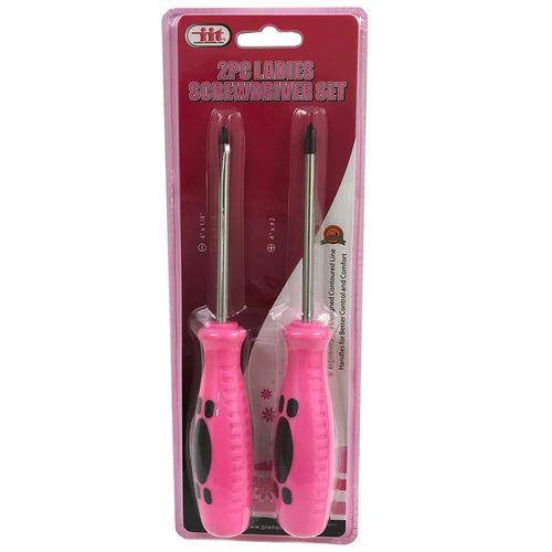 2 PC Ladies Pink Screwdriver Set Phillips Slotted Flat Head Womens Home Tools - Image 2