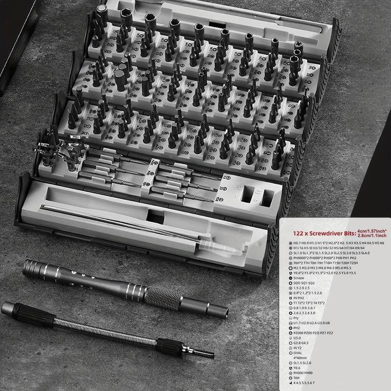 Precision Screwdriver Set Cylinder Organizing Case 128pcs in 1 Case S2 Alloy Steel Hardness Bits Space-saving Roll-up Case Professional Tool - Image 2