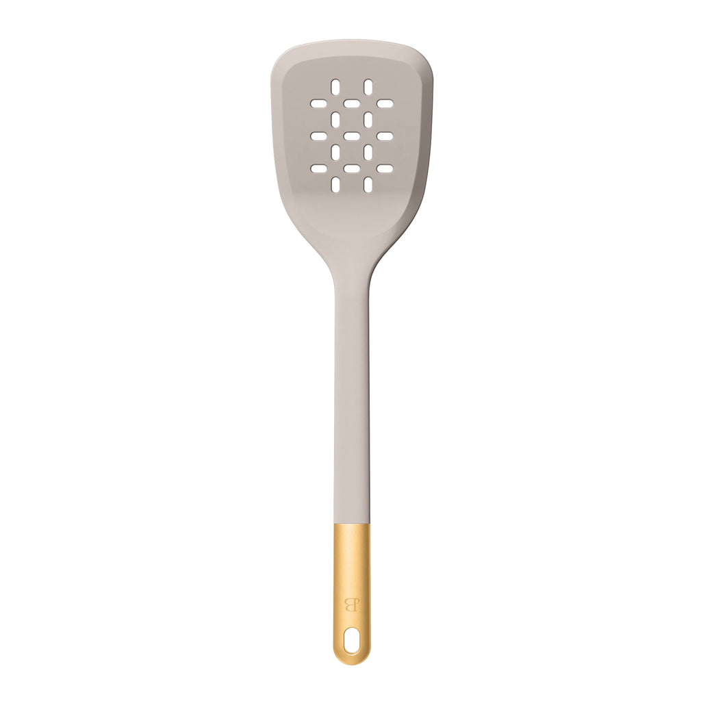 6-Piece Silicone Tool Set with Ceramic Crock, Porcini Taupe by Drew Barrymore