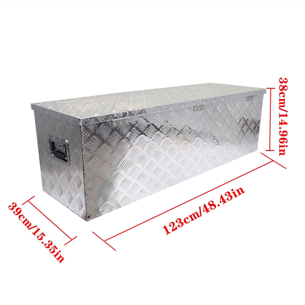 49 Inch Heavy Duty Aluminum All Purpose Tool Box Truck Trailer Underbed Toolbox w/Side Handle and Key 48.42in x 15in ... - Image 3