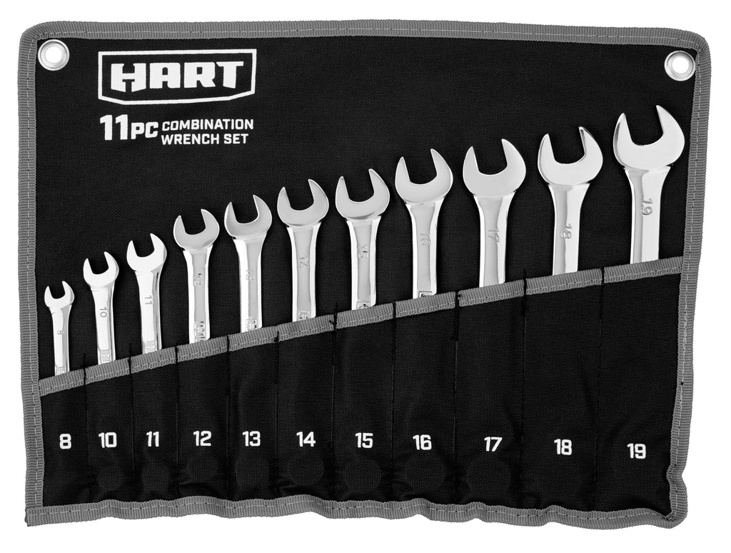 11-Piece MM Combination Wrench Set with Tool Pouch, Chrome Vanadium - Image 2