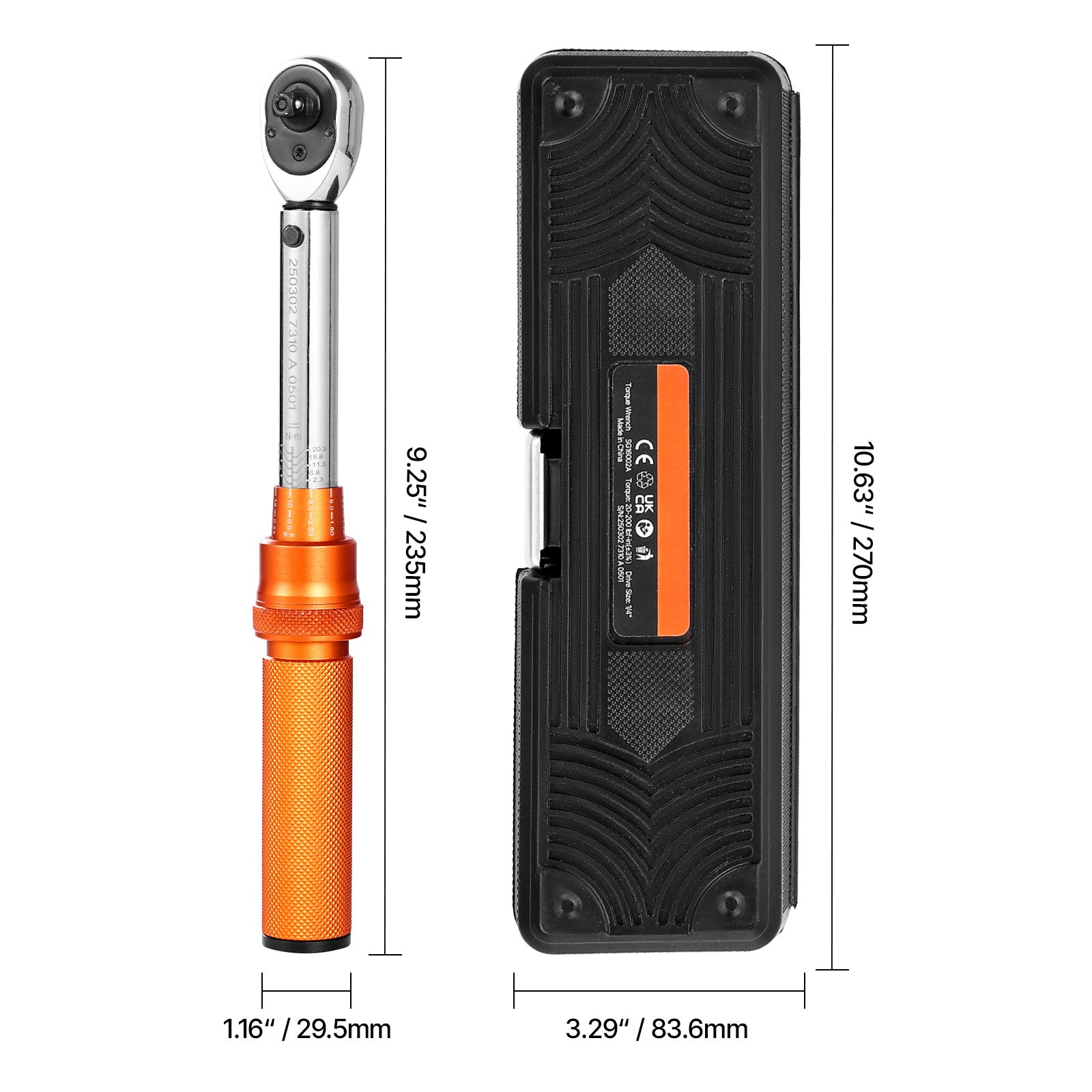 KFFKFF 1/4-Inch Drive Click Torque Wrench Set, 20-200 lbf-in/2.3-22.6 N.m, Dual-Direction with Dual Range Scales, 72-Tooth, 3% Accuracy, Inc - Image 6