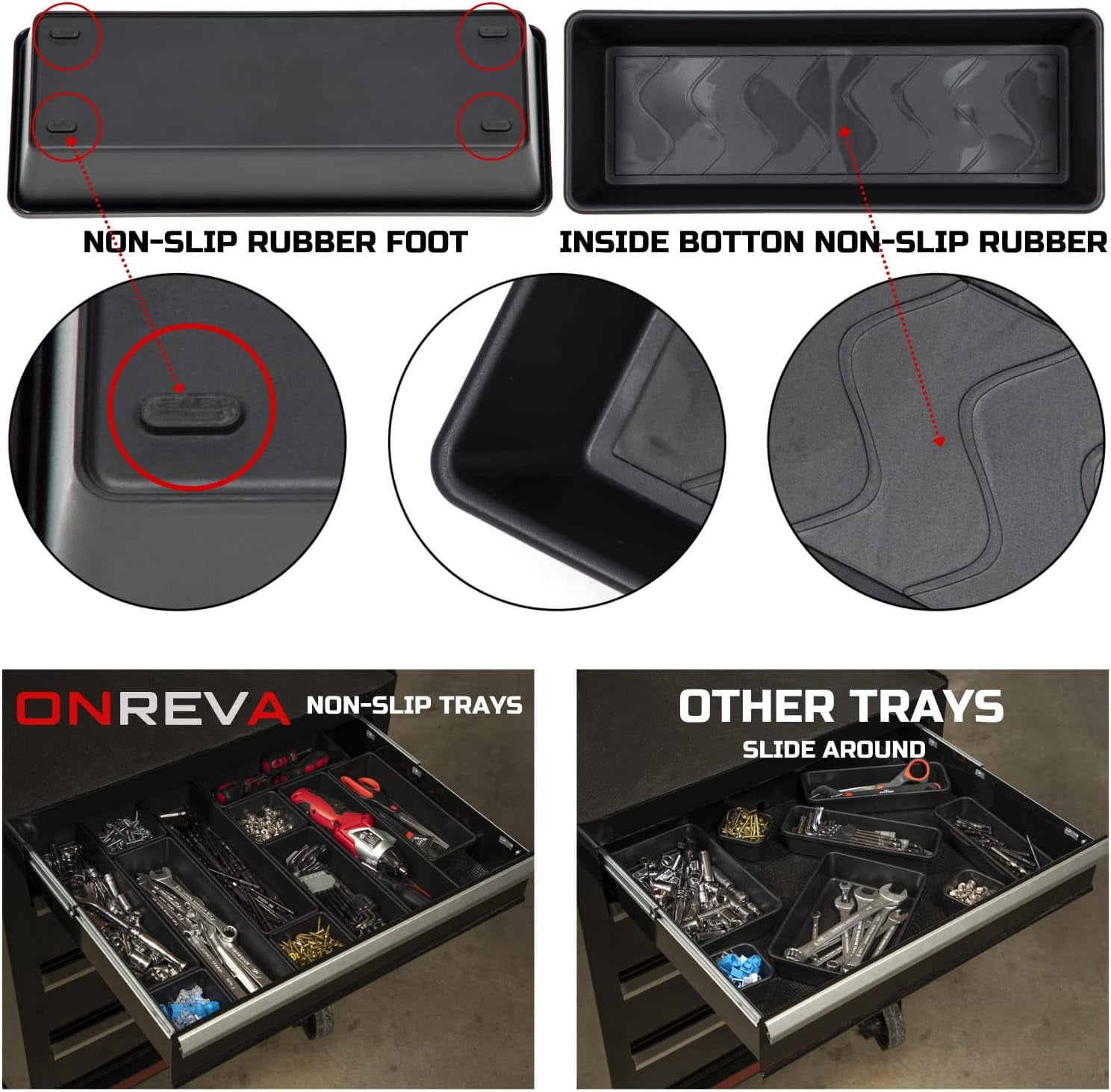 Tray Divider Set, Extra Large Trays, s and Storage Kit, Rolling Chest Drawer Bins, Hardware Screwdrivers Pliers Organ... - Image 3