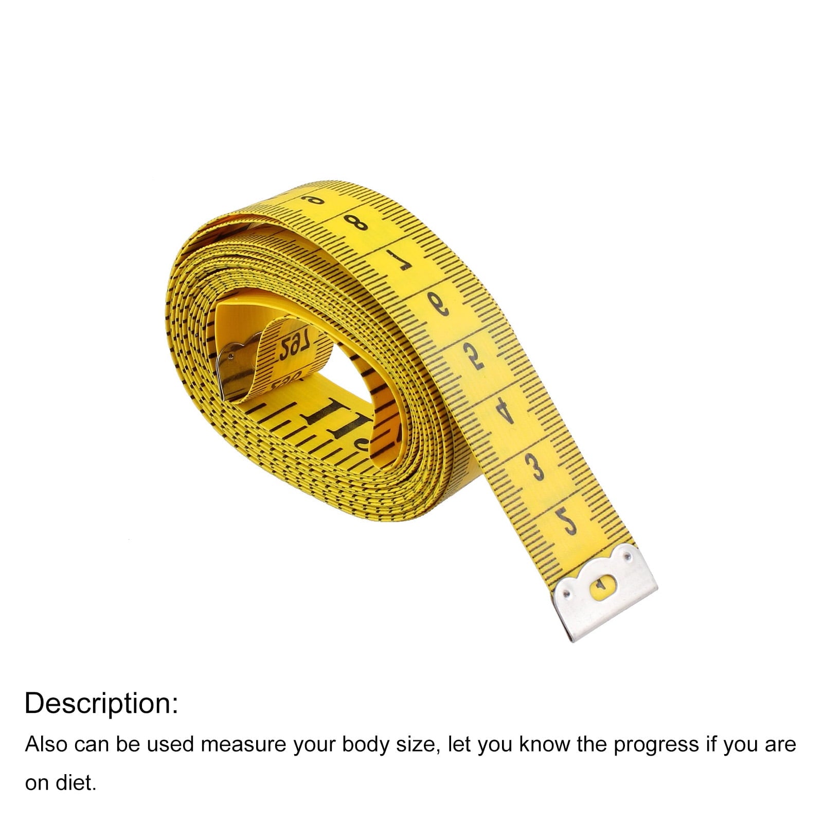 Uxcell 10ft inch/Metric Soft Fiberglass Tape Measure Sewing Tailor Cloth Ruler Yellow - Image 4