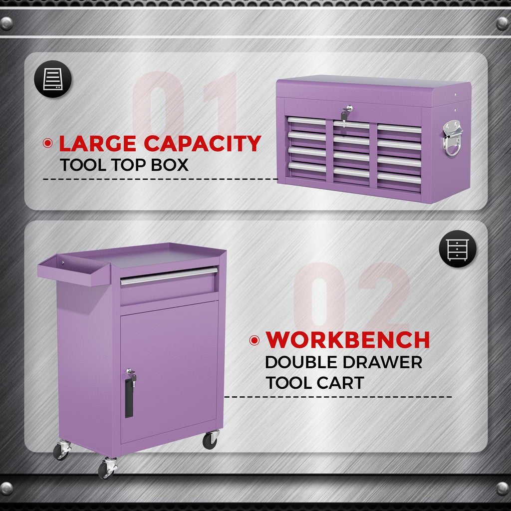 SUNCROWN 5-Drawer Rolling Tool Chest, Storage Cabinet with Detachable Top Tool Box, Tool Chest with Universal Lockable Wheels, Metal Tool Ca - Image 6