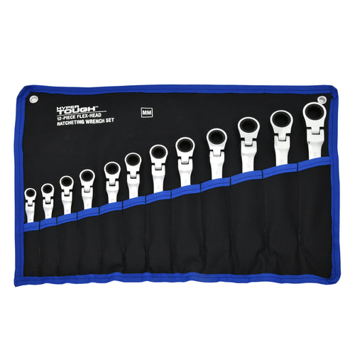 Hyper Tough 12-Piece Metric Flex Head Ratchet Wrench Tool Set, Hand Tools - Image 2