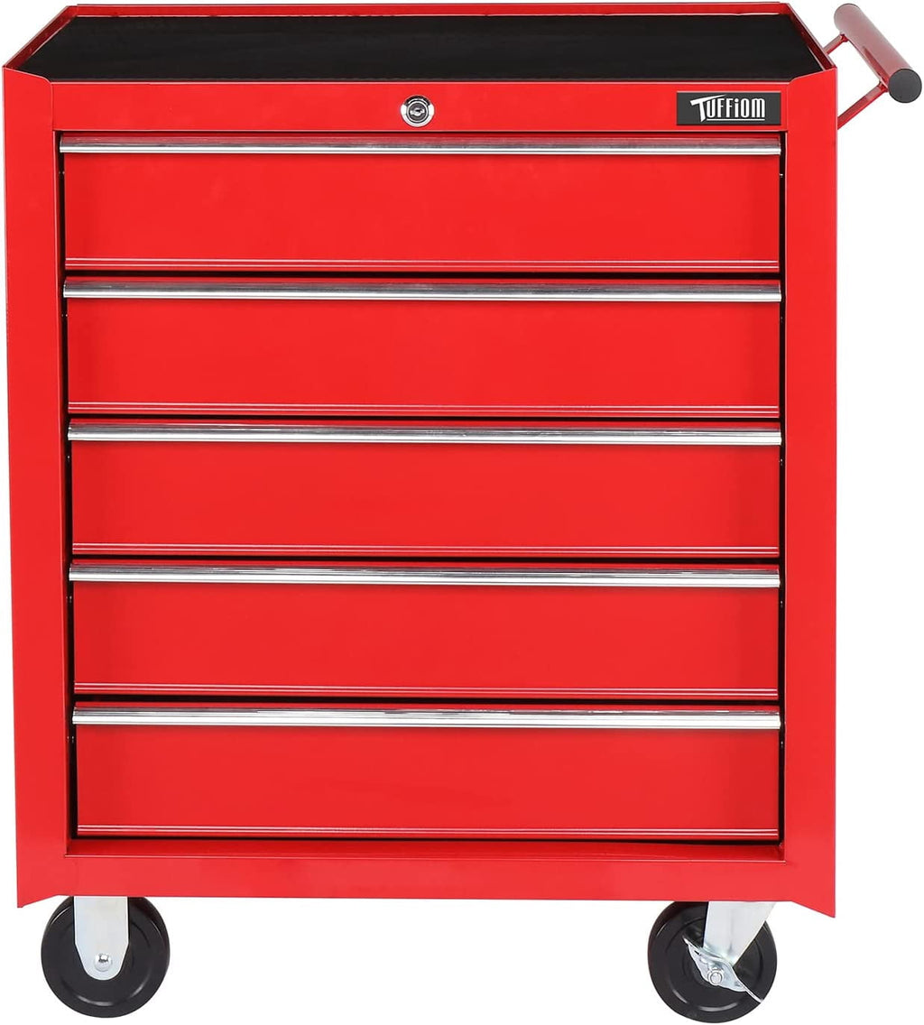 TUFFIOM 5-Drawer Rolling Tool Chest with Lock & Key, Tool Storage Organizer Box Cabinet with Wheels - Image 5