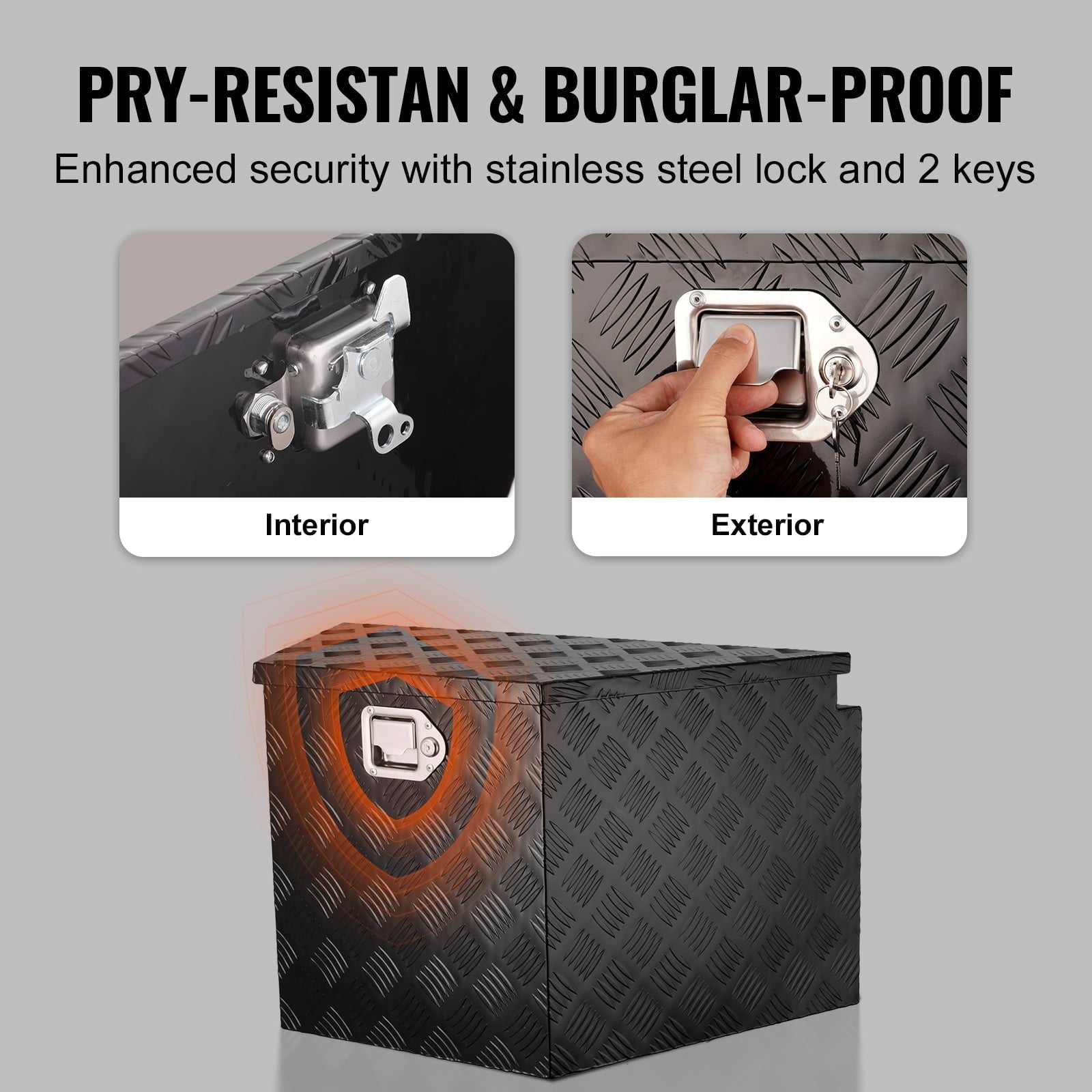 Aluminum Alloy Diamond Plate Trailer Tongue Tool Box, Durable Storage Chest with Lock and Keys, Utility Box for Picku... - Image 5