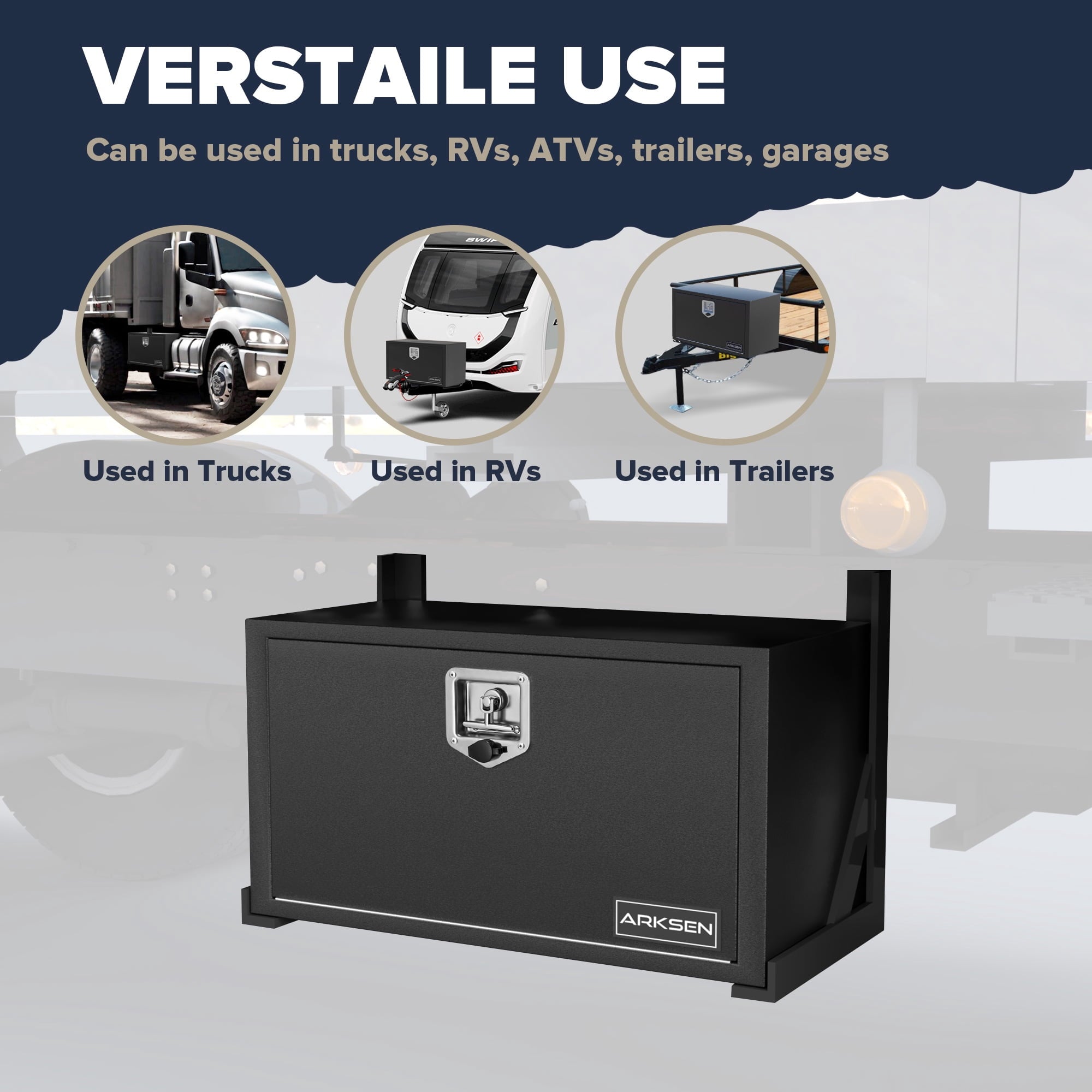 30 x 14 x 16 Inch Steel Underbody Truck Tool Box, Heavy Duty Waterproof Metal Square Storage Chest with Lock & Keys f... - Image 4