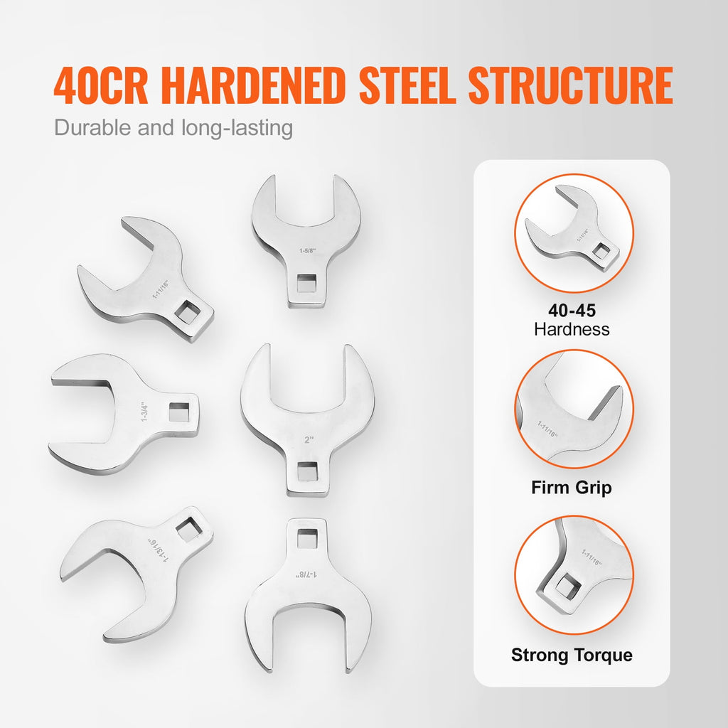 KFFKFF 14-Piece Premium 1/2" Drive Jumbo Crowfoot Wrench Set, 40CR Material with Laser Etched Sizing, Includes Standard SAE Sizes from 1-1/1 - Image 3
