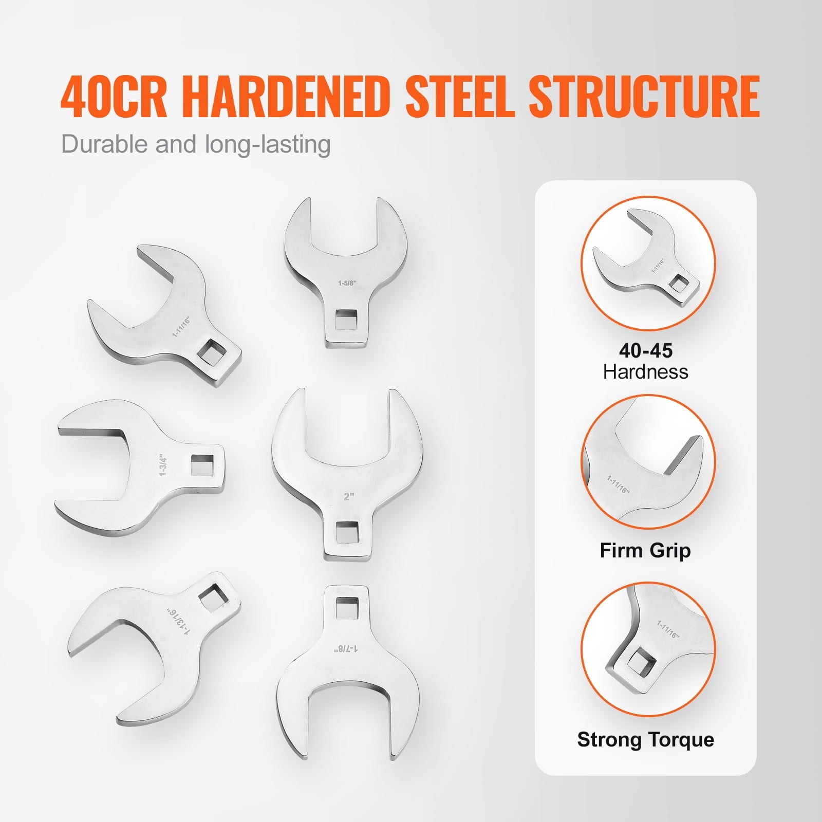 KFFKFF 14-Piece Premium 1/2" Drive Jumbo Crowfoot Wrench Set, 40CR Material with Laser Etched Sizing, Includes Standard SAE Sizes from 1-1/1 - Image 3