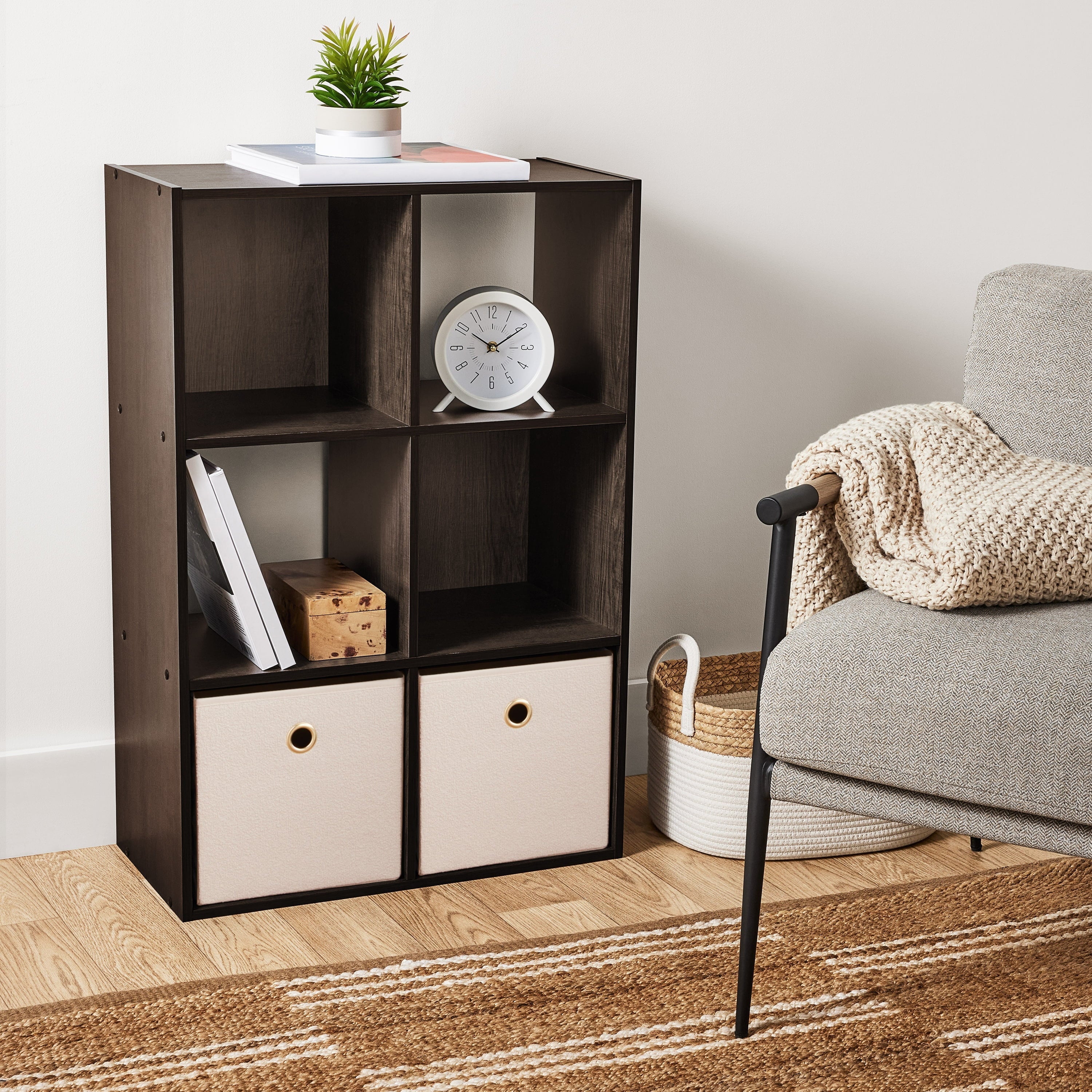 6 Cube Storage Organizer, White Portable for Home