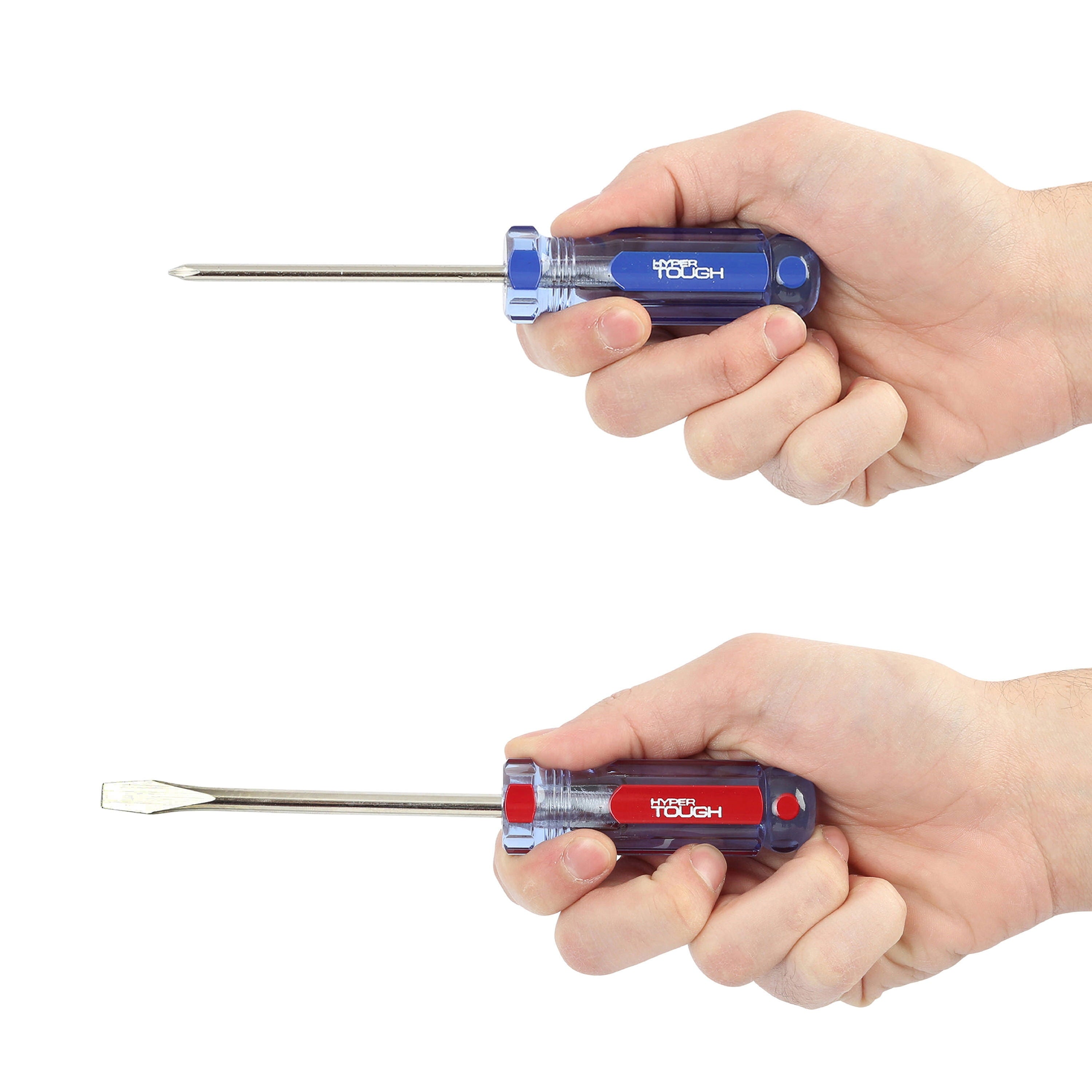 Hyper Tough 2-Piece Acetate Handle Screwdriver Set, Includes 1 Phillips & 1 Flat Head Driver - Image 5