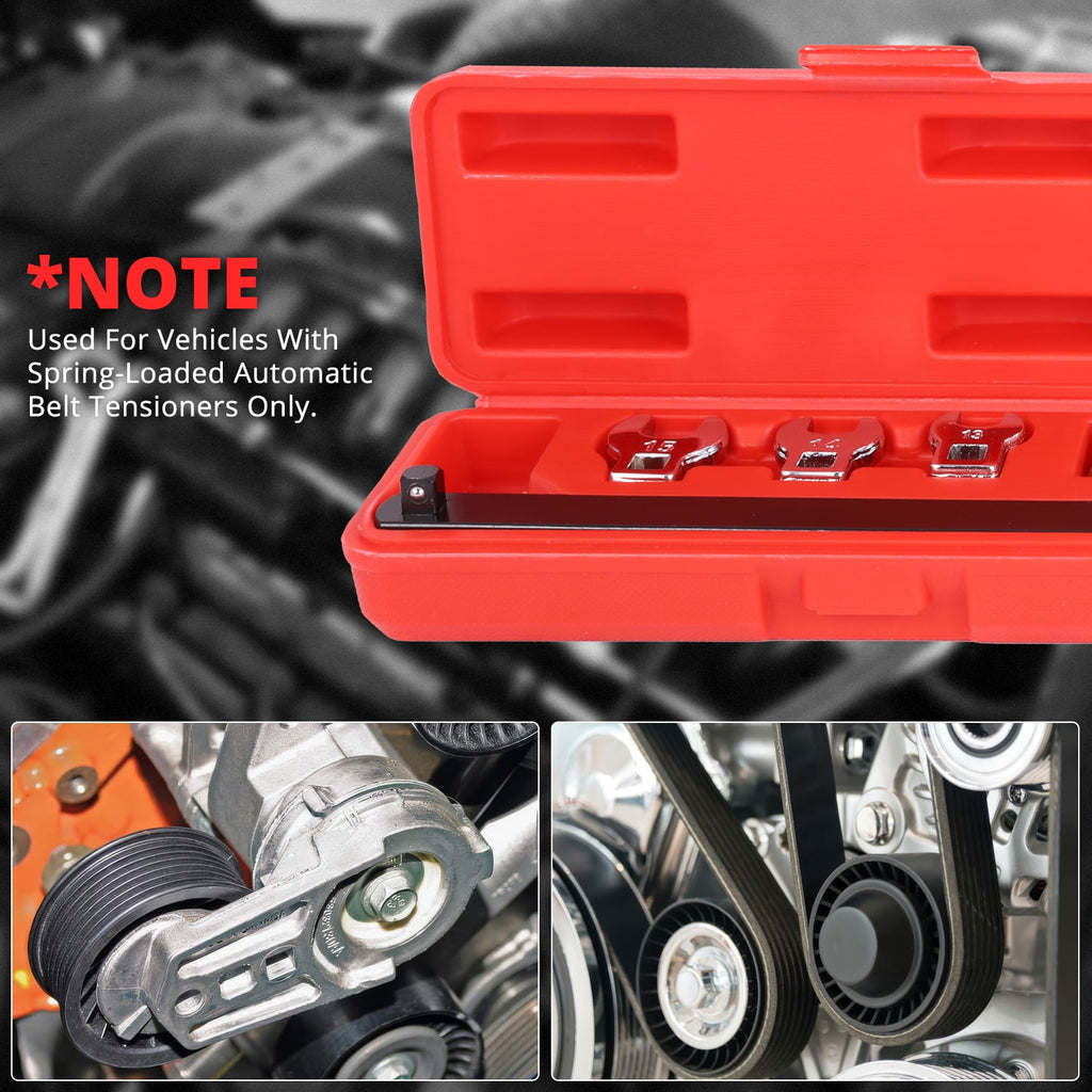 DNA Motoring 9Pcs 0.38" Pulley Wrench Installation Removal Serpentine Belt Tool Set w/ Case - Image 5
