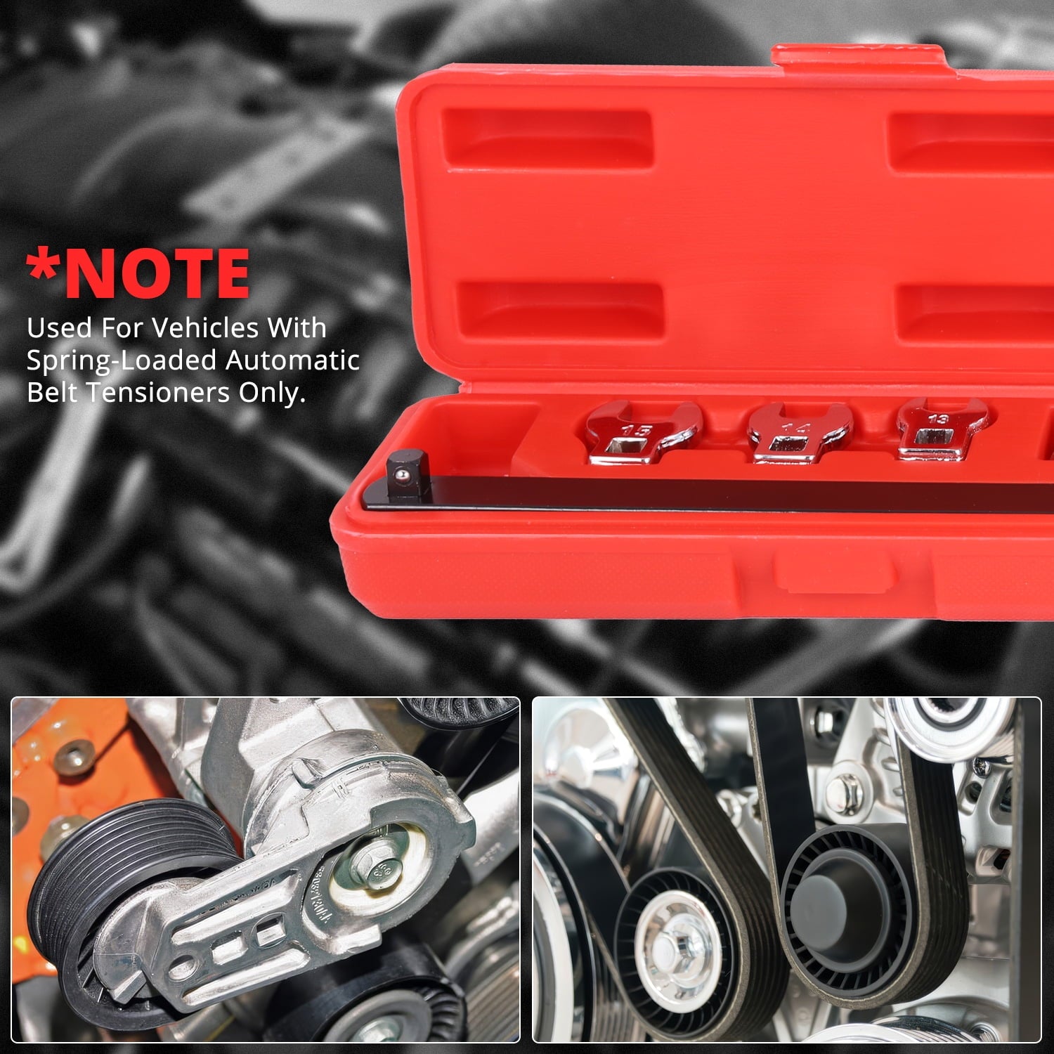 DNA Motoring 9Pcs 0.38" Pulley Wrench Installation Removal Serpentine Belt Tool Set w/ Case - Image 5