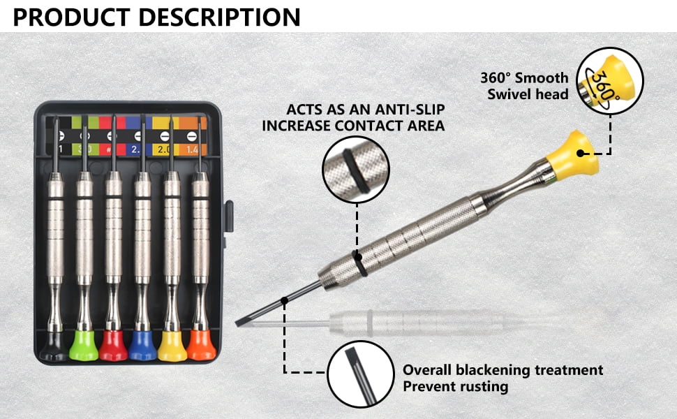 6Pcs Small Screwdriver Set -3pcs Flathead and 3pcs Phillips Micro Head Mini Screwdriver Set Precision CRV Eyeglasses ... - Image 2
