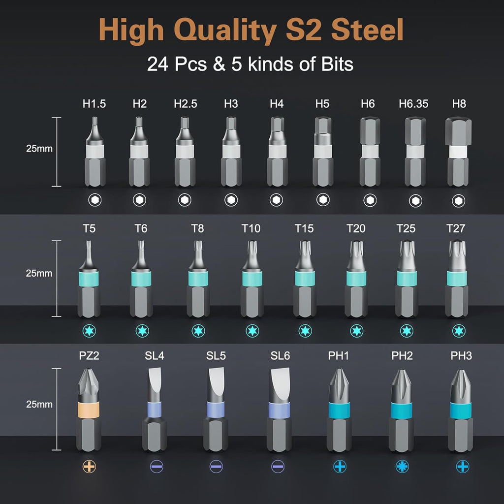 24 in 1 Magnetic Ratchet Screwdriver Set Tool Precision Screwdriver Kit - Image 6