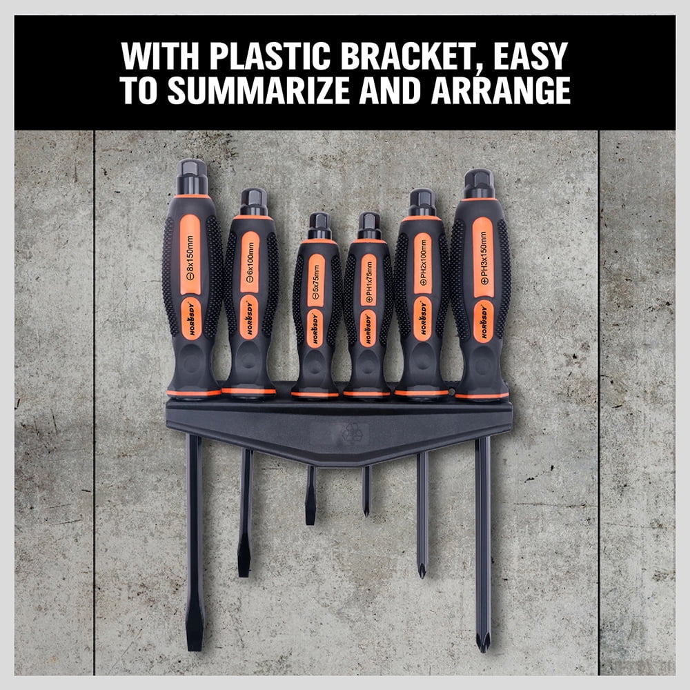 6-Pieces Magnetic bolster Screwdriver Set 3 Phillips 3 Flat Head Tips Fastening Chiselling and Loosening - Image 4