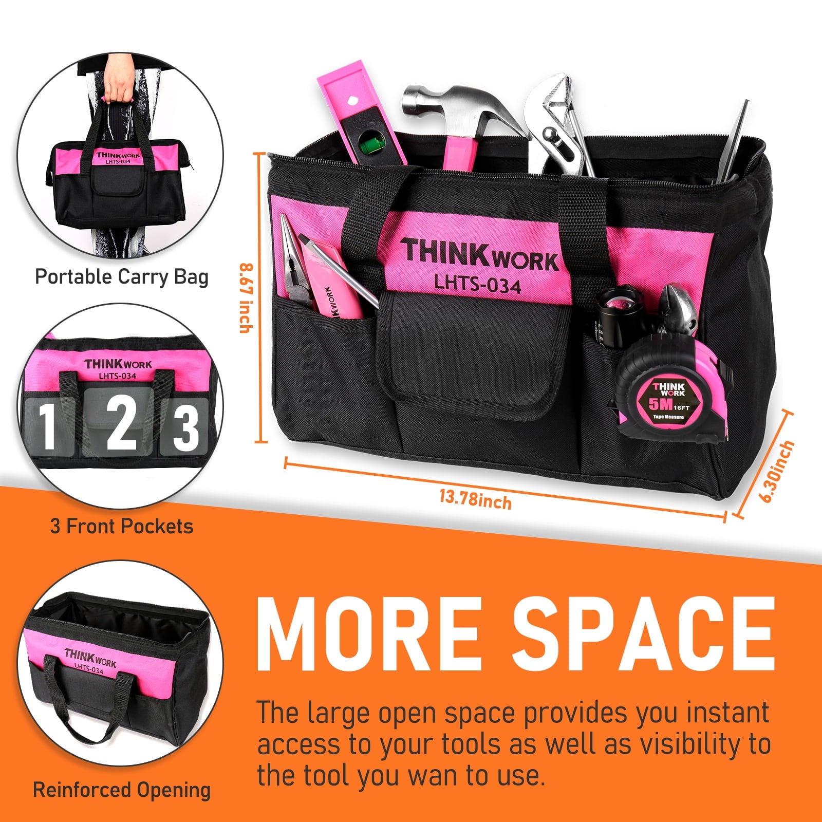 Pink Tool Set- 207 Piece Lady's Portable Home Repairing Tool Kit - Image 6