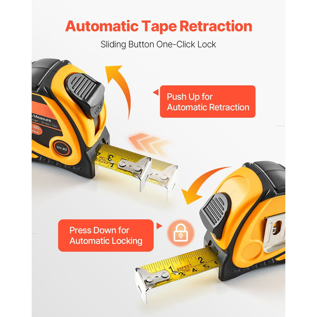25 ft Measuring Tape with Retractable Design, Dual-Scale Imperial and Metric ft/m, Durable ABS Case, Easy-to-Read Ste... - Image 6