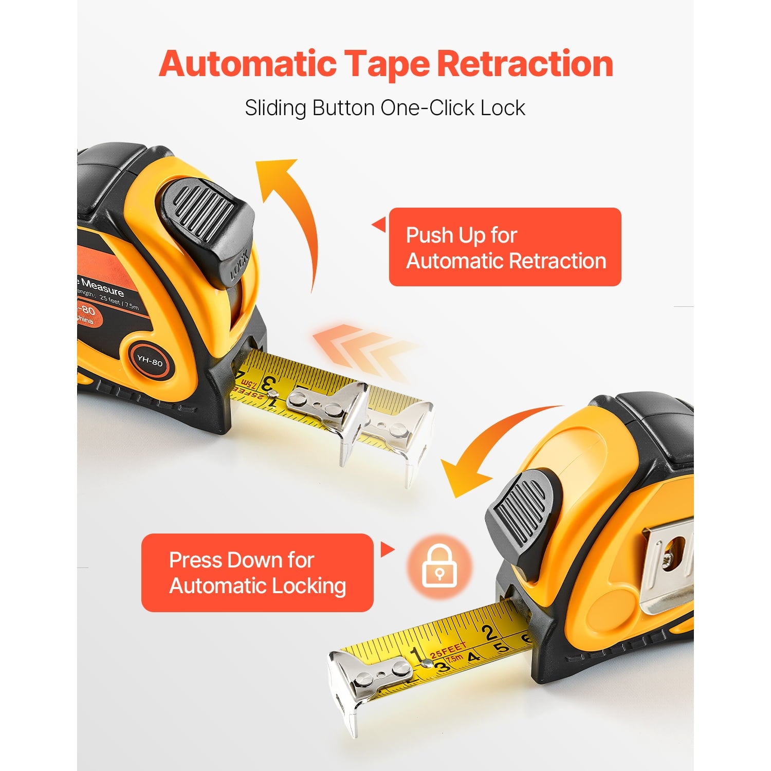 25 ft Measuring Tape with Retractable Design, Dual-Scale Imperial and Metric ft/m, Durable ABS Case, Easy-to-Read Ste... - Image 6