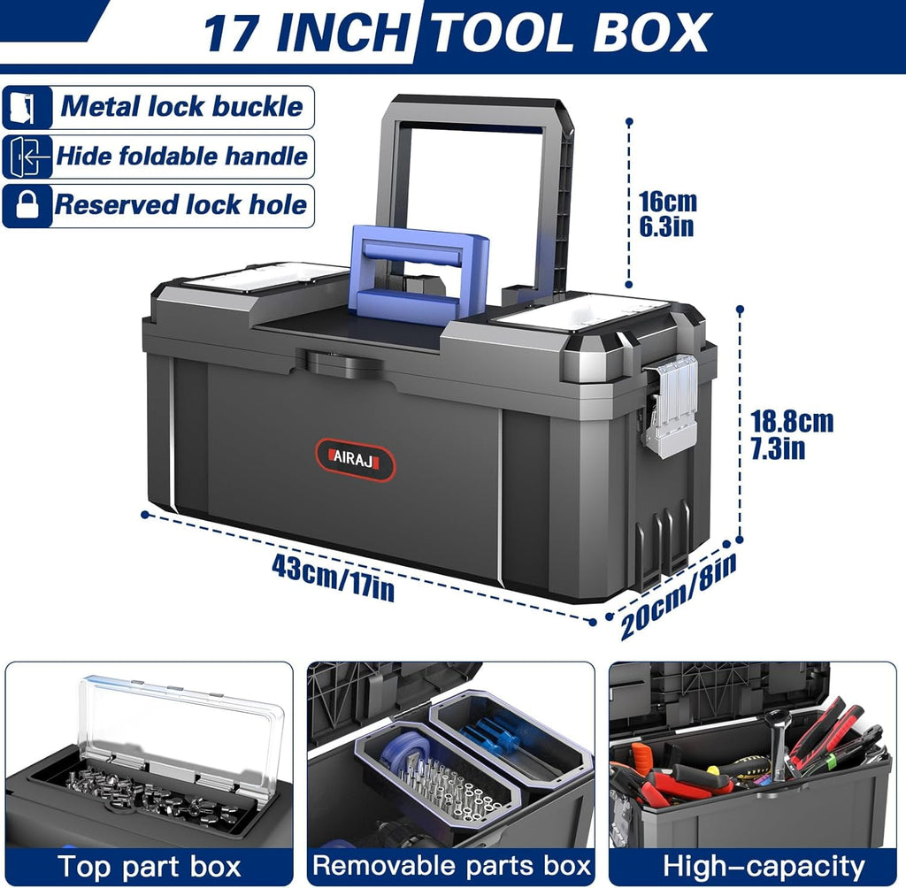 3 IN 1 Rolling Tool Box With Wheels,Stackable Modular Tool Storage Organizer & Removable Small Parts Trays for Garage Workshop Home Storage - Image 3