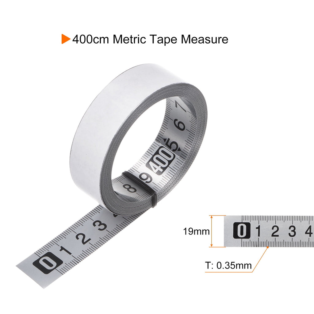 Self-Adhesive Measuring Tape 400cm Stainless Steel Metric Left to Right Read Widened - Image 2