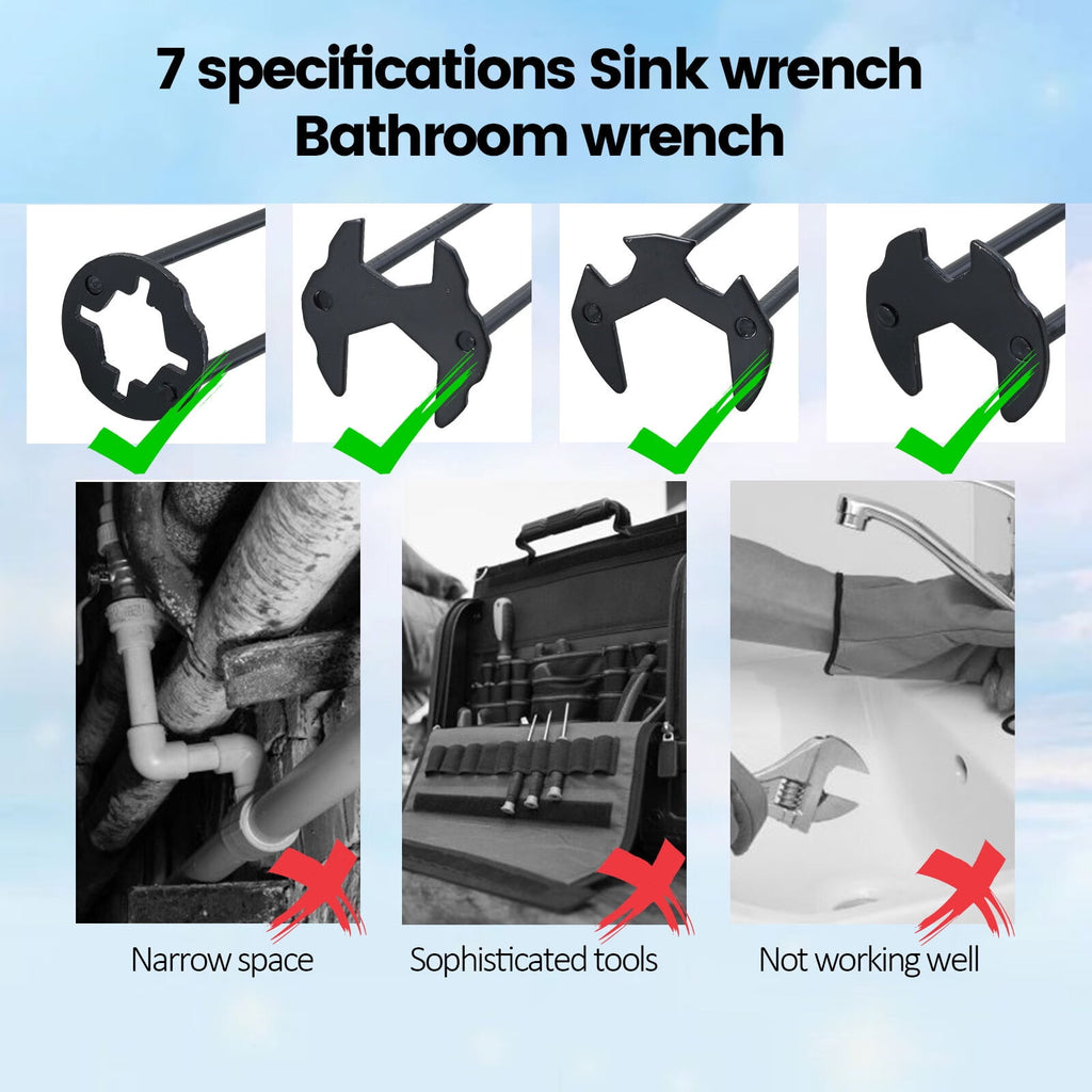 OKYMOTOR 4pcs Basin Wrench Set Labor-Saving Multifunctional Sink Wrench Universal Tool 1.32 lb 11.70 inch for Tight S... - Image 5