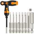 9Pcs Allen Key Bit & Ratchet Screwdriver Set, Impact Hex Head Allen Wrench Drill Bits, 1/4” Magnetic Hex Shank hex bi...